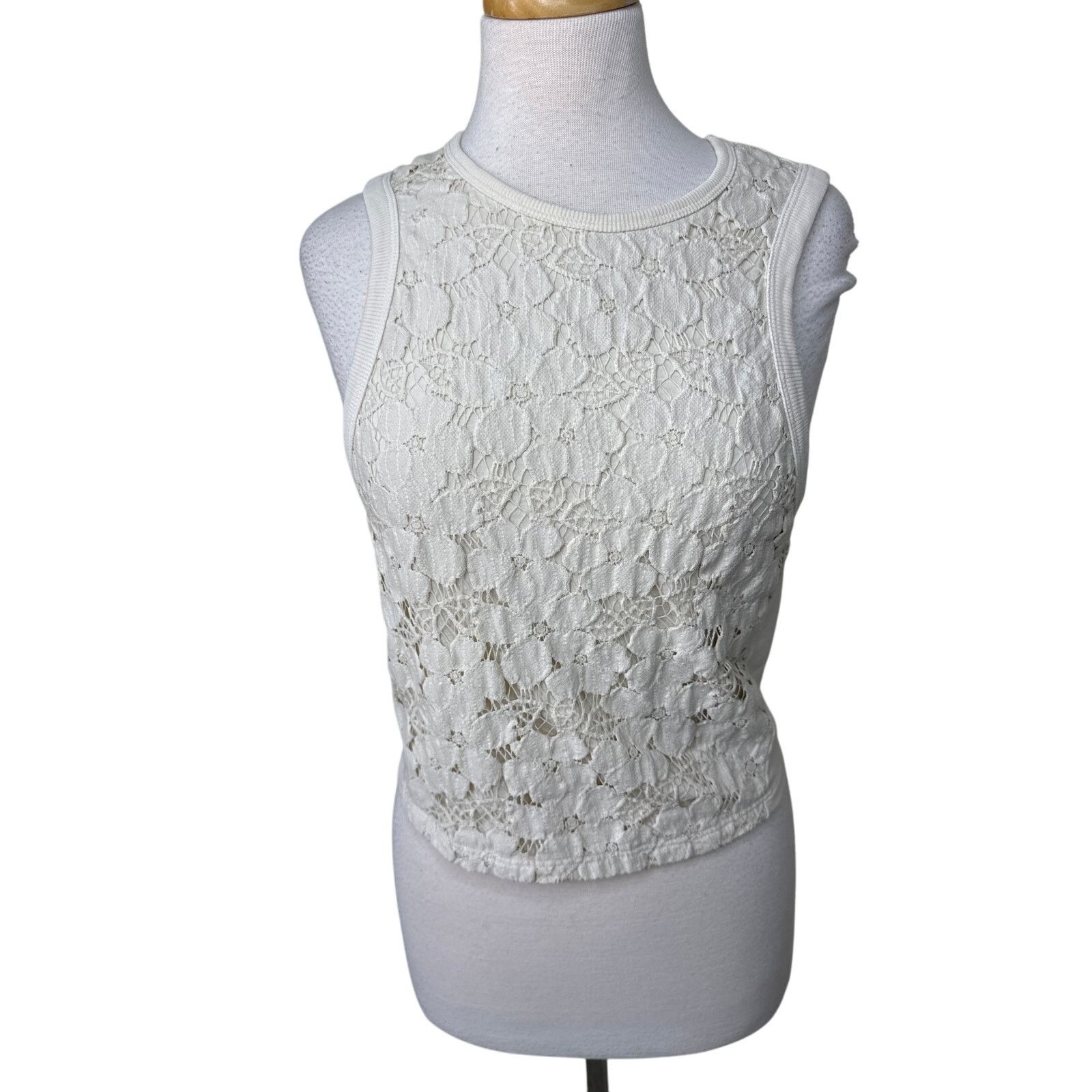 Skin SKIN Crochet Lace Racerback Cropped Tank Size 1/ Small Size S / US 4 / IT 40 - 1 Thumbnail