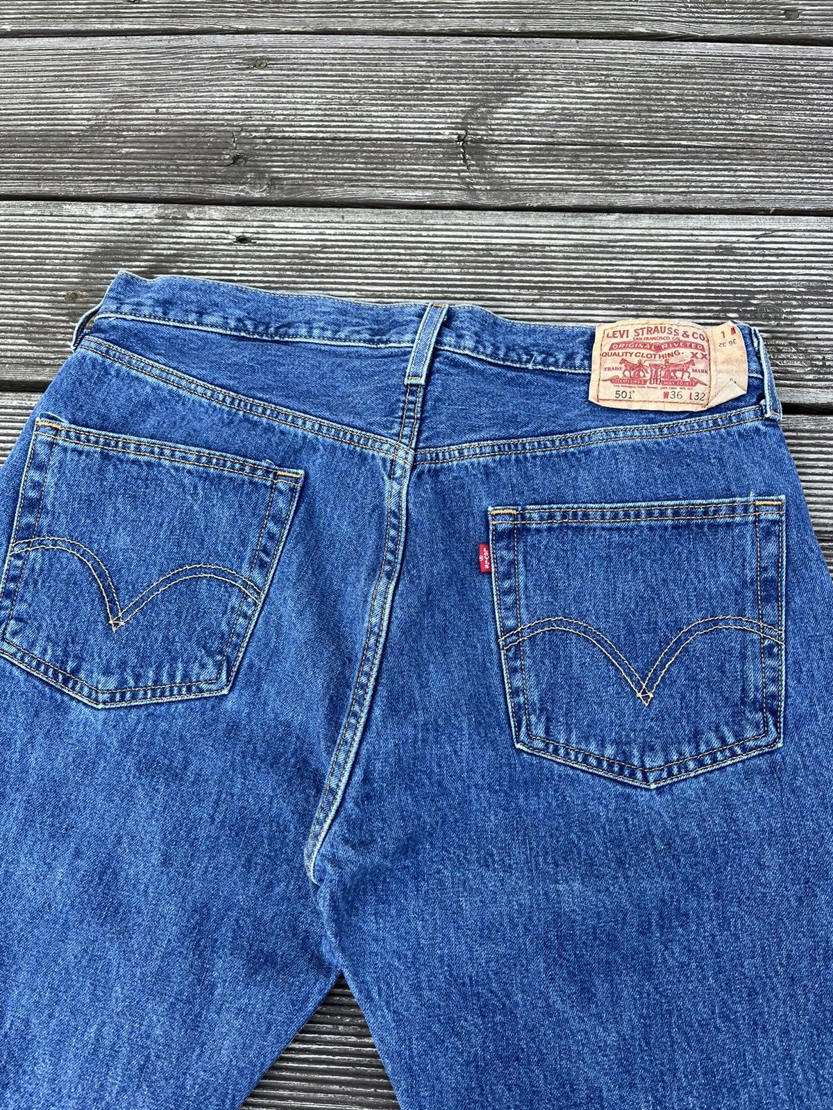 Levi's Vintage 90s Levis 501 36x32 Blue Jeans Pants 36w @193 Size US 36 / EU 52 - 3 Thumbnail