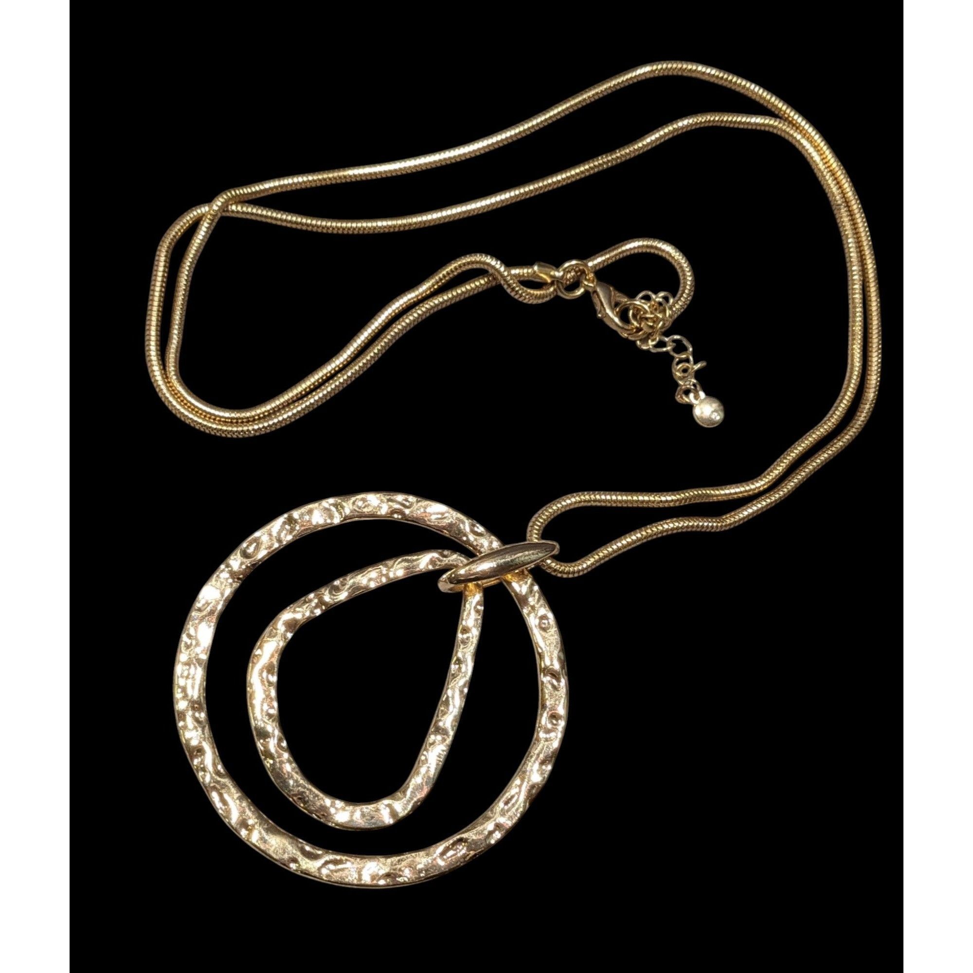 Other Brutalist Hammered Geometric Gold Tone Open Pendant Necklace Size ONE SIZE - 1 Thumbnail