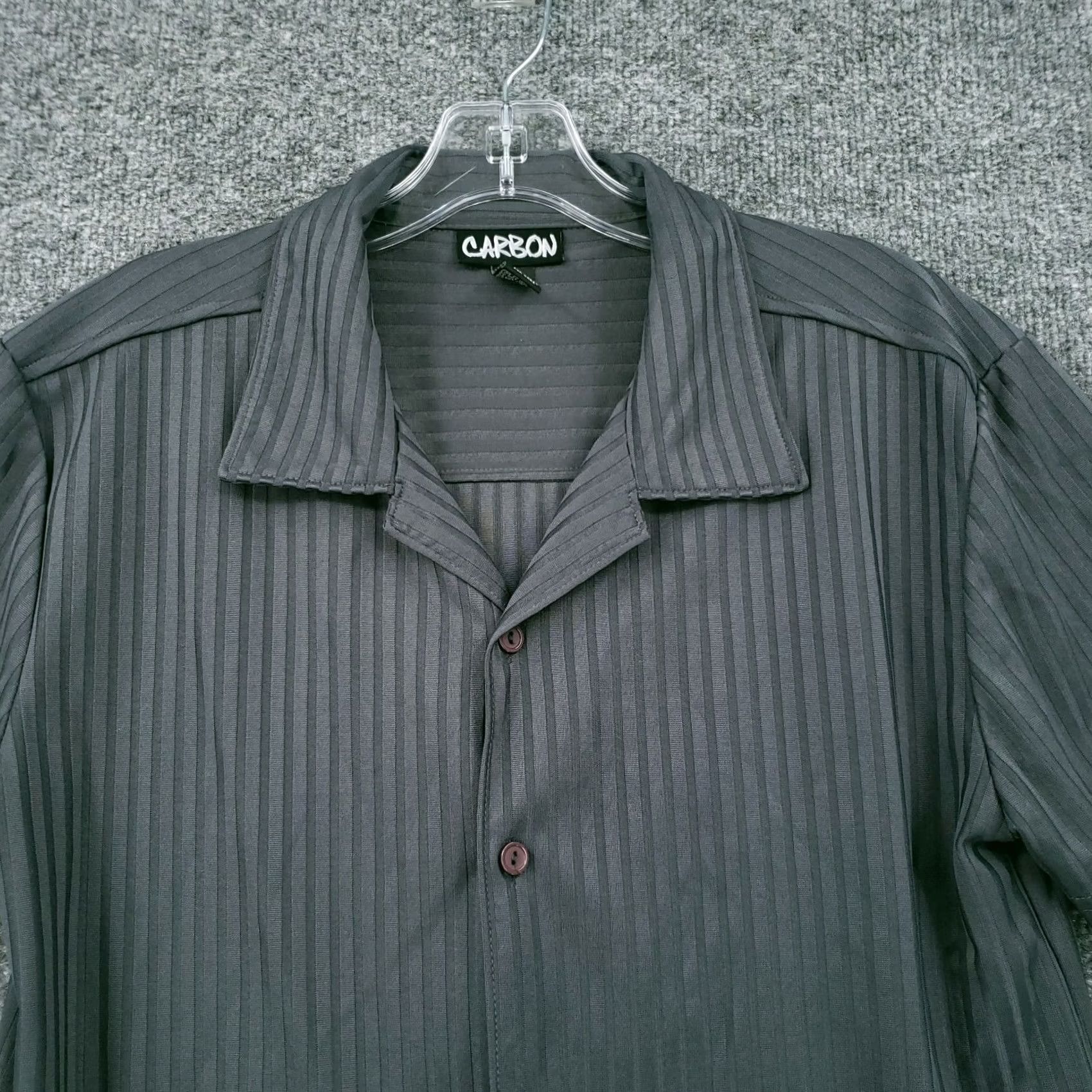 Carbon Carbon Shirt Mens S Small Button-Up Gray Textured Stripe Short Sleeves Casual Size US S / EU 44-46 / 1 - 5 Thumbnail
