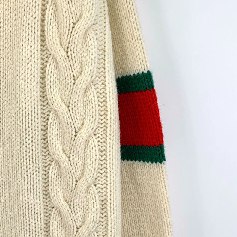 Gucci Gucci Beige striped twisted wool V-neck single-breasted lon Size L / US 10 / IT 46 - 4 Thumbnail