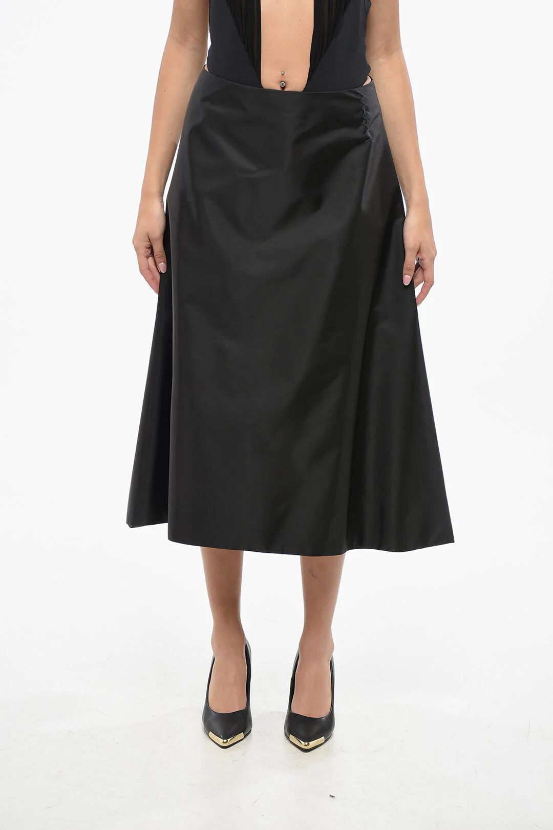 Marni og1mm0326 A-Line Solid-Color Skirt in Black Size 28" / US 6 / IT 42 - 1 Thumbnail