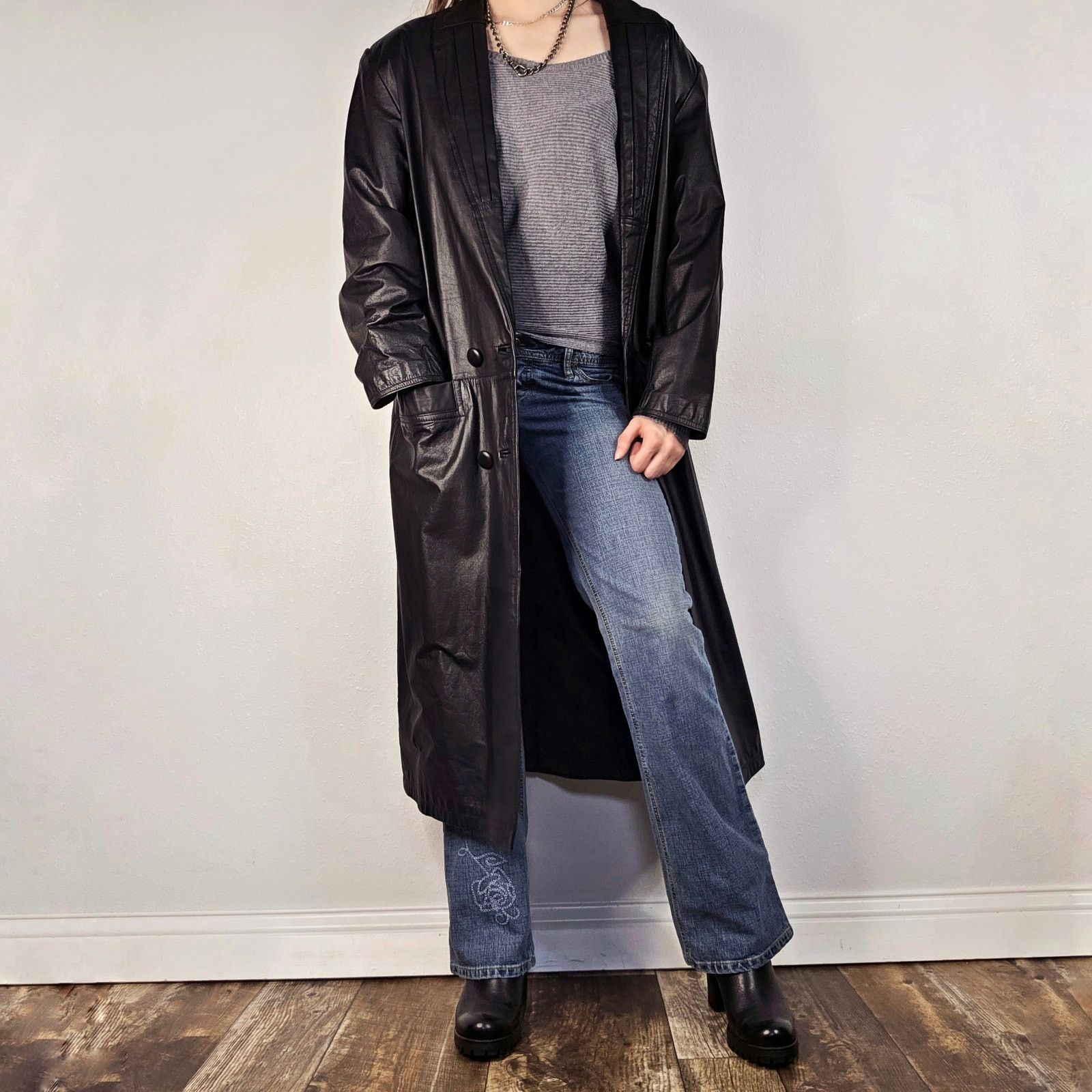 Vintage Vintage leather Trench Double Breasted Trench Coat Size M / US 6-8 / IT 42-44 - 1 Thumbnail