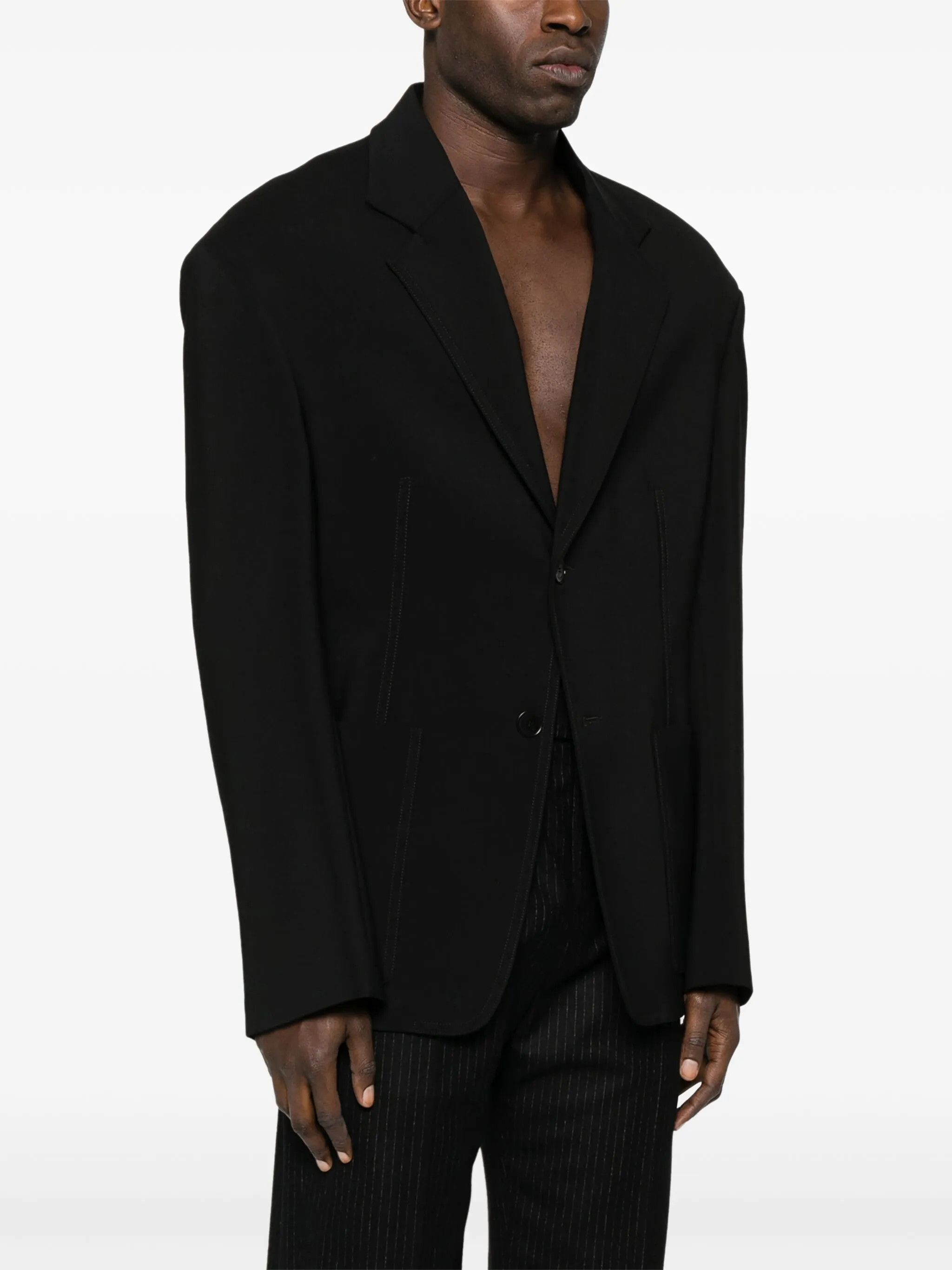 Lanvin o1y0125 Blazer in Black Size US M / EU 48-50 / 2 - 2 Thumbnail