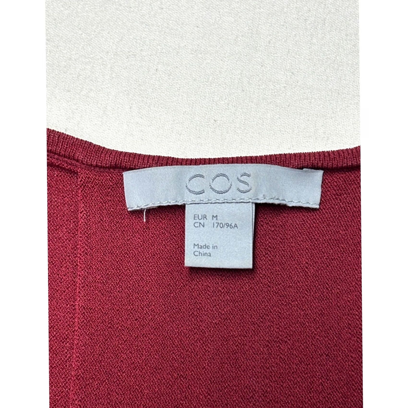 Cos COS Burgundy Red Open Back Top Long Sleeve Peplum Hem Womens Size M Size M / US 6-8 / IT 42-44 - 2 Thumbnail