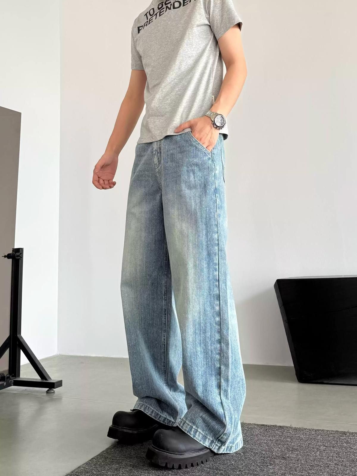 Vintage Wide-Leg Denim Jeans - Light Wash Size US 30 / EU 46 - 3 Thumbnail