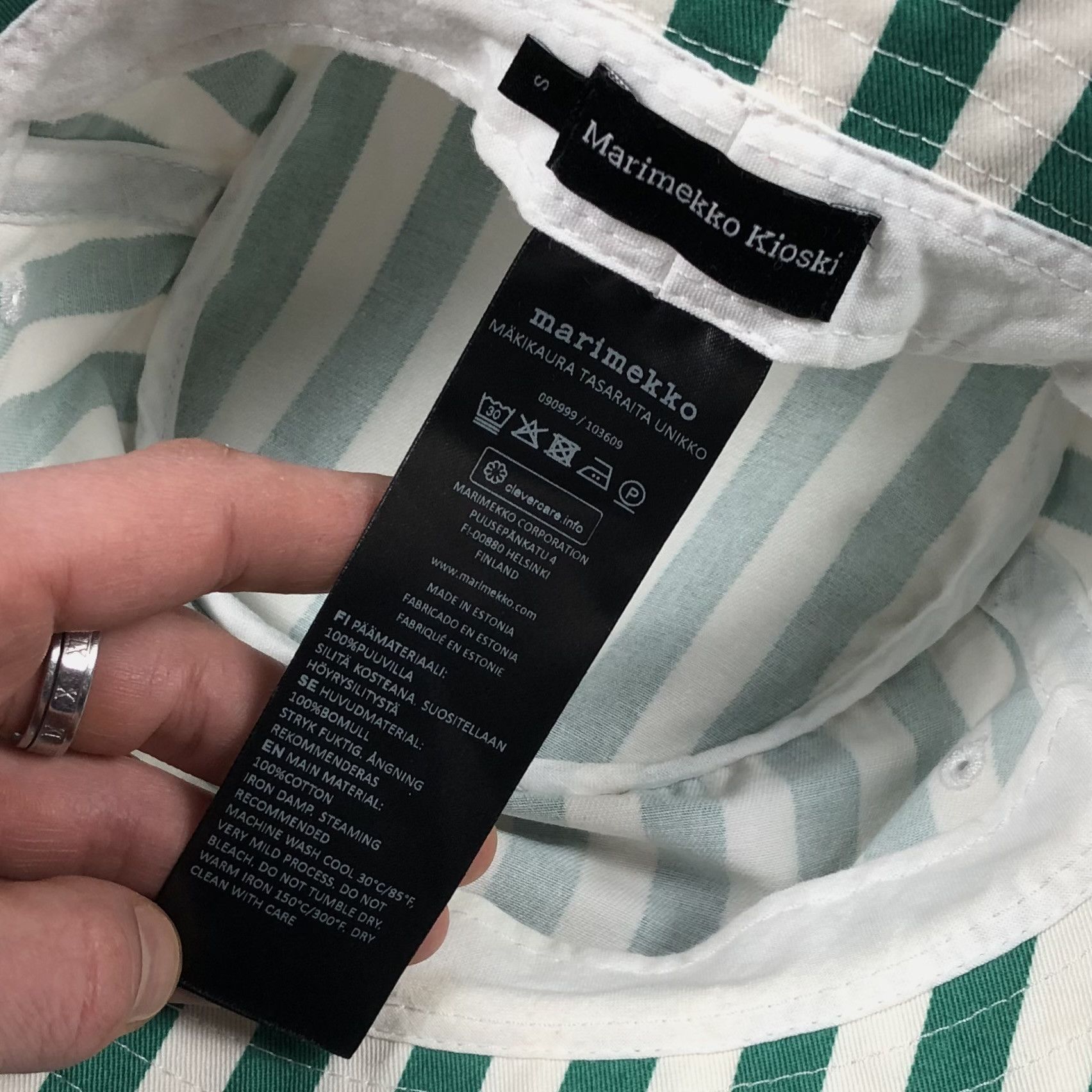 Marimekko Marimekko Kioski Tasaraita Bucket Hat Unikko Striped Floral Size ONE SIZE - 10 Thumbnail