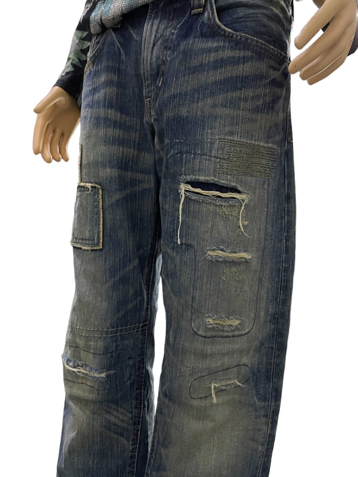 Edwin × Hysteric Glamour Vintage Edwin 403XV Patchwork Zig Zag Distressed Jeans Size US 32 / EU 48 - 4 Thumbnail