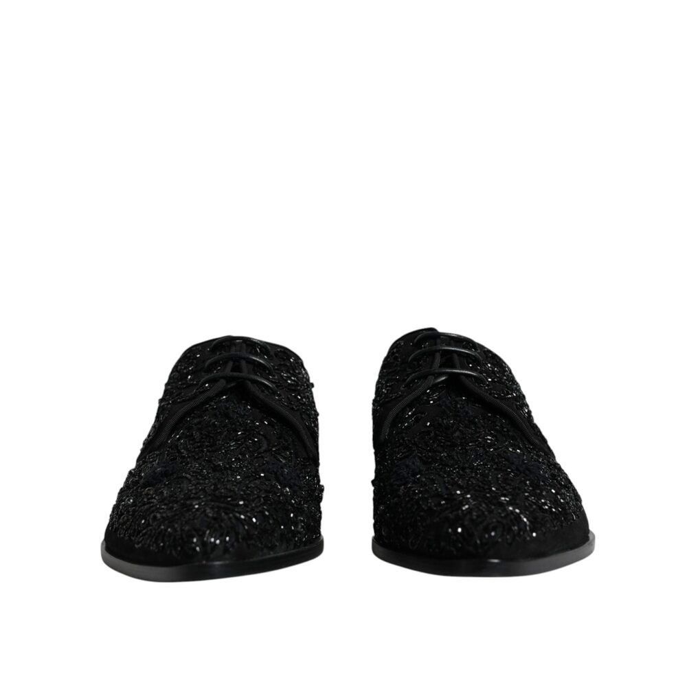 Dolce & Gabbana Dolce & Gabbana Black Embellished Suede Derby Formal Shoes Size US 12 / EU 45 - 2 Thumbnail