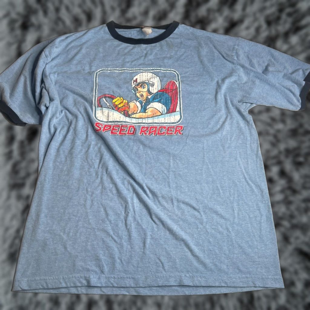Speedo VINTAGE Speed Racer T-Shirt TNT Trau & Loevner Blue Ringer Tee ...
