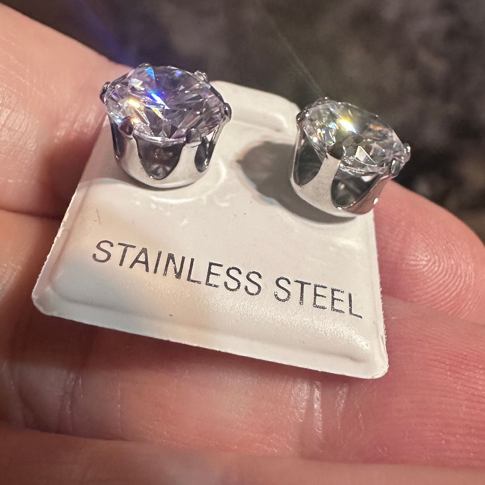 The Unbranded Brand Stainless Steel 9mm Clear CZ Stud Earrings Size ONE SIZE - 5 Thumbnail