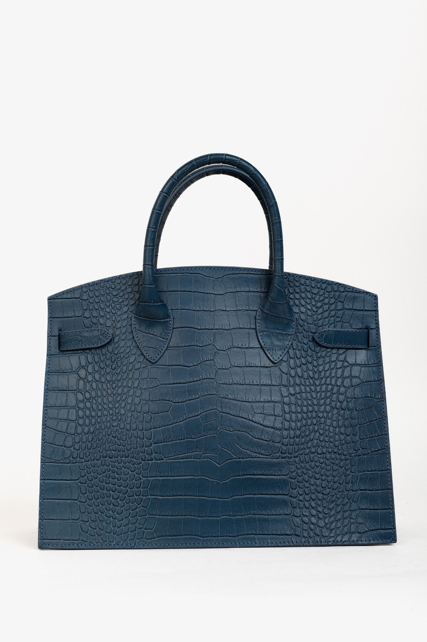 Designer Teddy Blake Kate Croco 12" Blue Leather Tote Size ONE SIZE - 4 Thumbnail