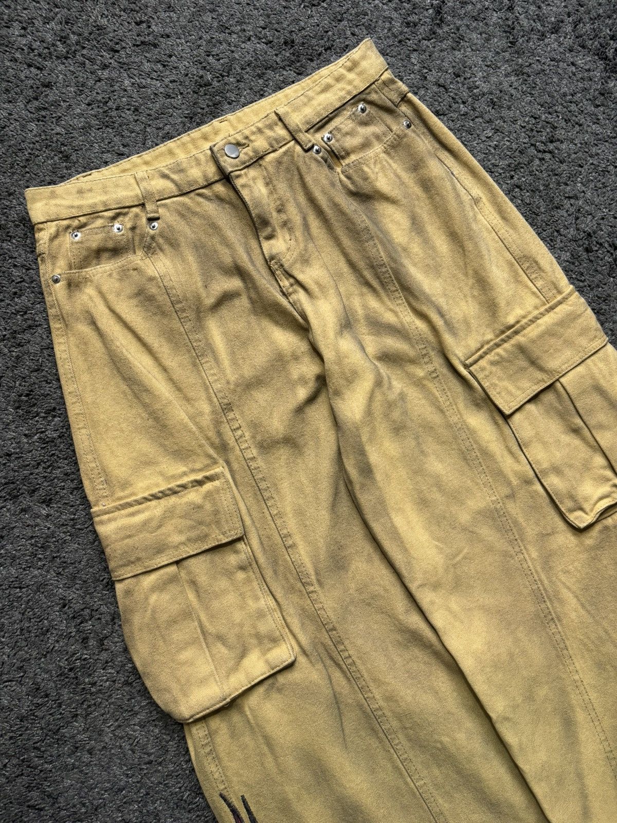 Vintage Vintage wide leg rare flames red yellow baggy cargo jeans Size US 34 / EU 50 - 3 Thumbnail