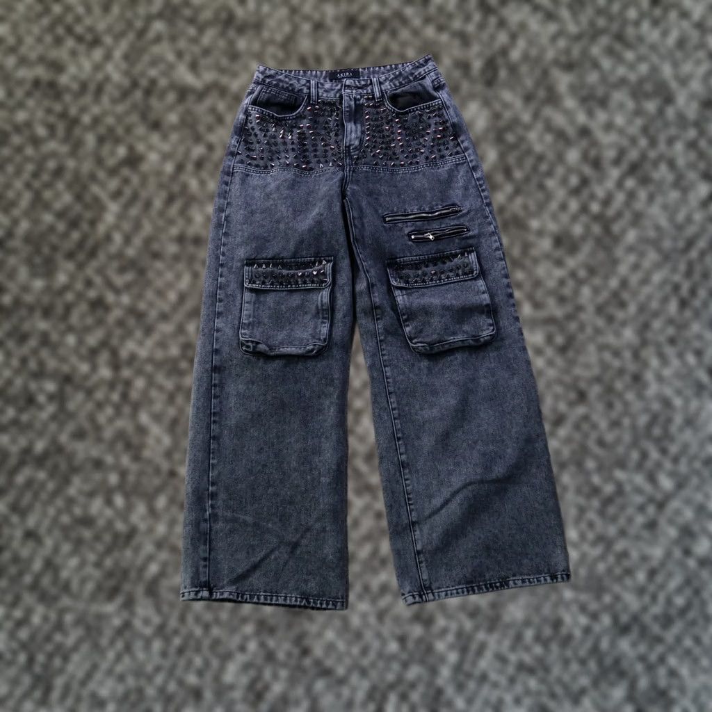 Akira VINTAGE Akira Baggy Cargo Pants Women 30x31 Gray Denim Straight 30 Regular Mens Womens Size 30" / US 8 / IT 44 - 1 Thumbnail