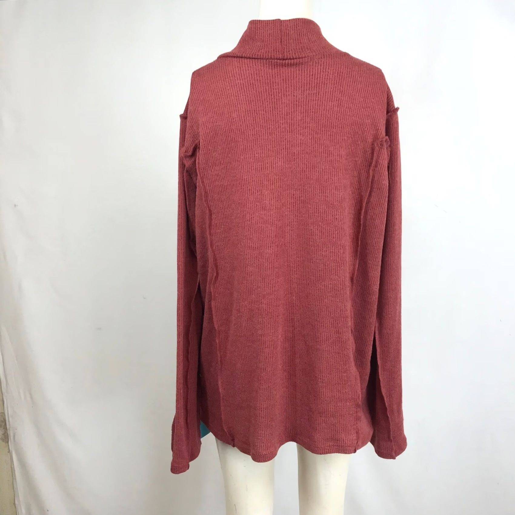 Vintage Output: Like Love Rust Red Ribbed Mock Neck Long Sleeve Tunic Top Plus Size 3X Size XXL / US 16-18 / IT 52-54 - 5 Thumbnail