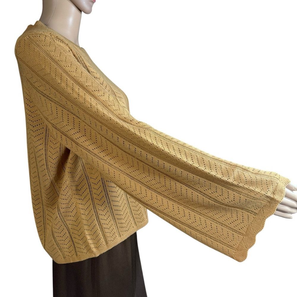 Adrianna Papell NWT New Adrianna Papell Pointelle Bell Sleeve Knit Top Size Size L / US 10 / IT 46 - 4 Thumbnail