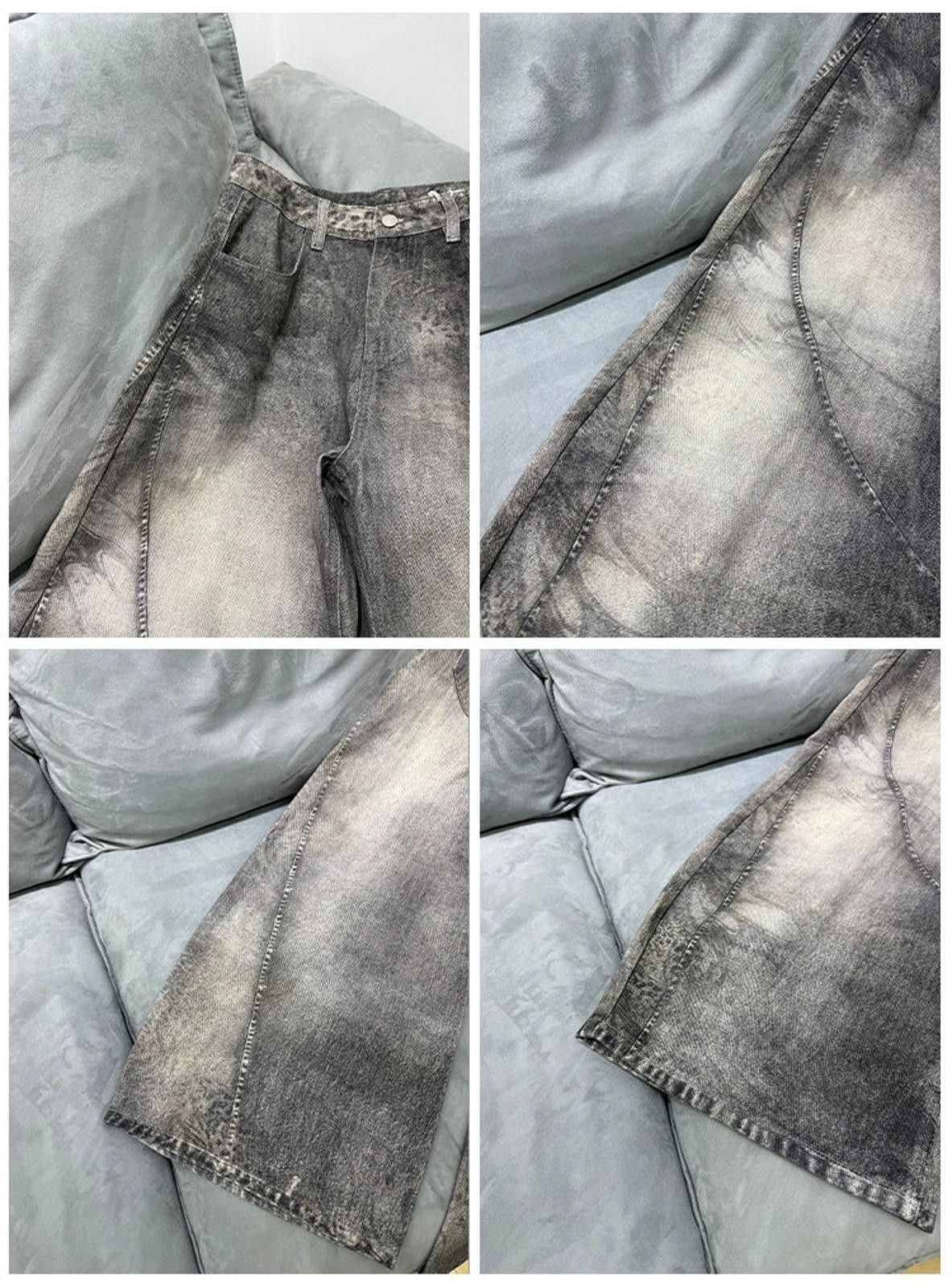 Vintage Grey Wide Leg Denim Jeans, 3D Printed Baggy Jeans Size US 30 / EU 46 - 6 Thumbnail