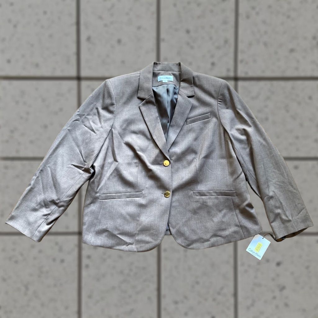 Calvin Klein Calvin Klein Blazer Womens 20W Plus Brown Notch Lapel Jacket Size 3XL / US 20-22 - 1 Thumbnail