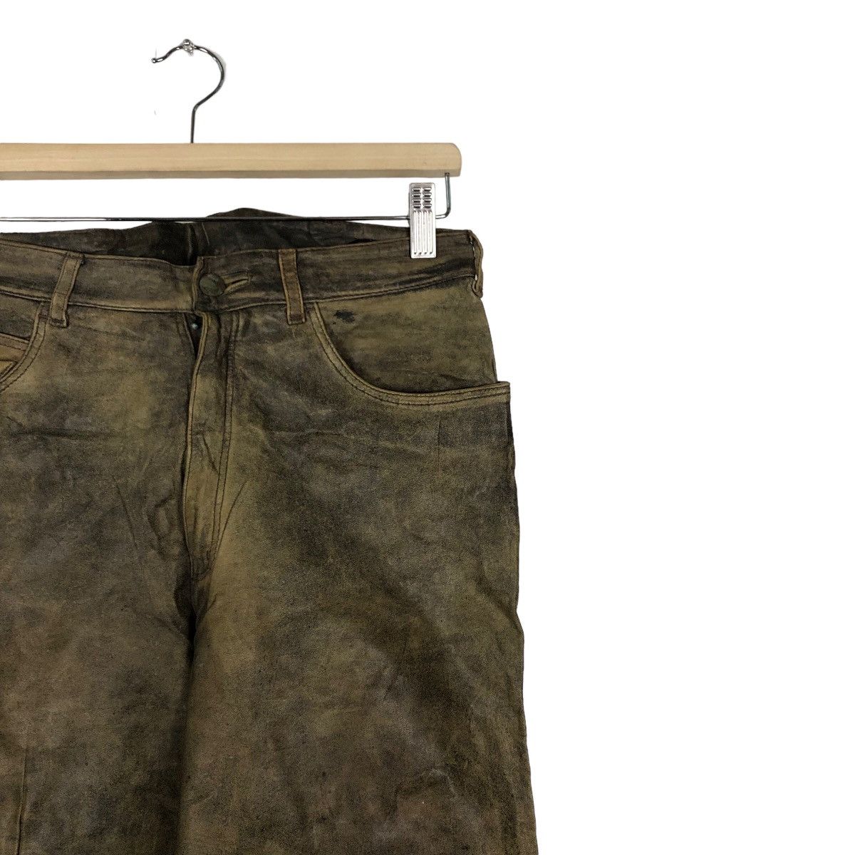 Genuine Leather 🔥Rare Distressed Design Genuine Leather Pants Japan Size US 28 / EU 44 - 5 Thumbnail