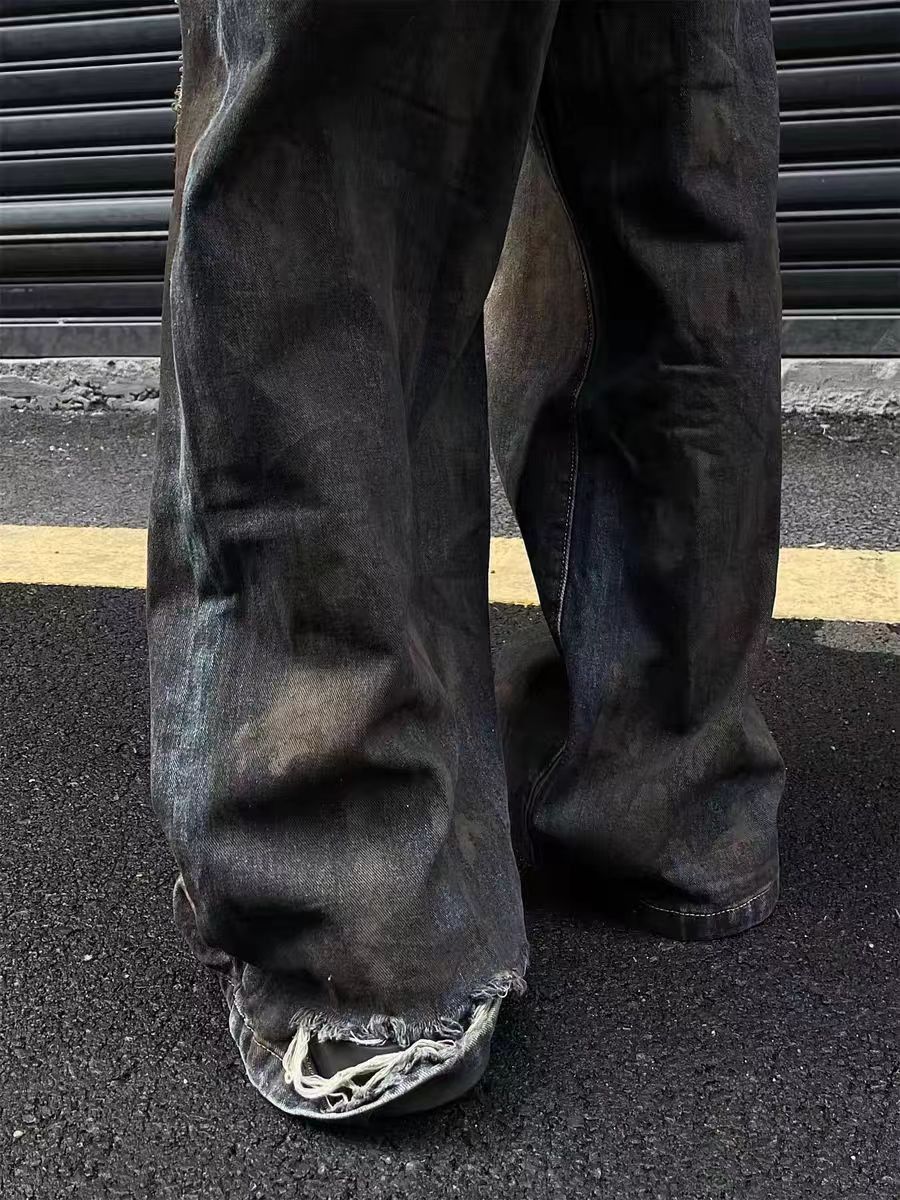 Japanese Brand × Jean Heavy dirty wash ripped high street hip hop jeans Size US 30 / EU 46 - 5 Thumbnail
