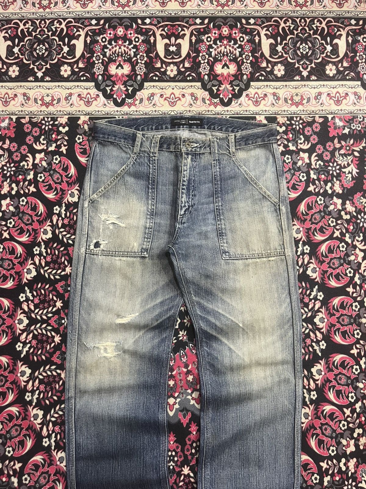 Undercover × Uniqlo Vintage Uniqlo Fatigue Distressed Regular Fit Blue Jeans Size US 34 / EU 50 - 3 Thumbnail