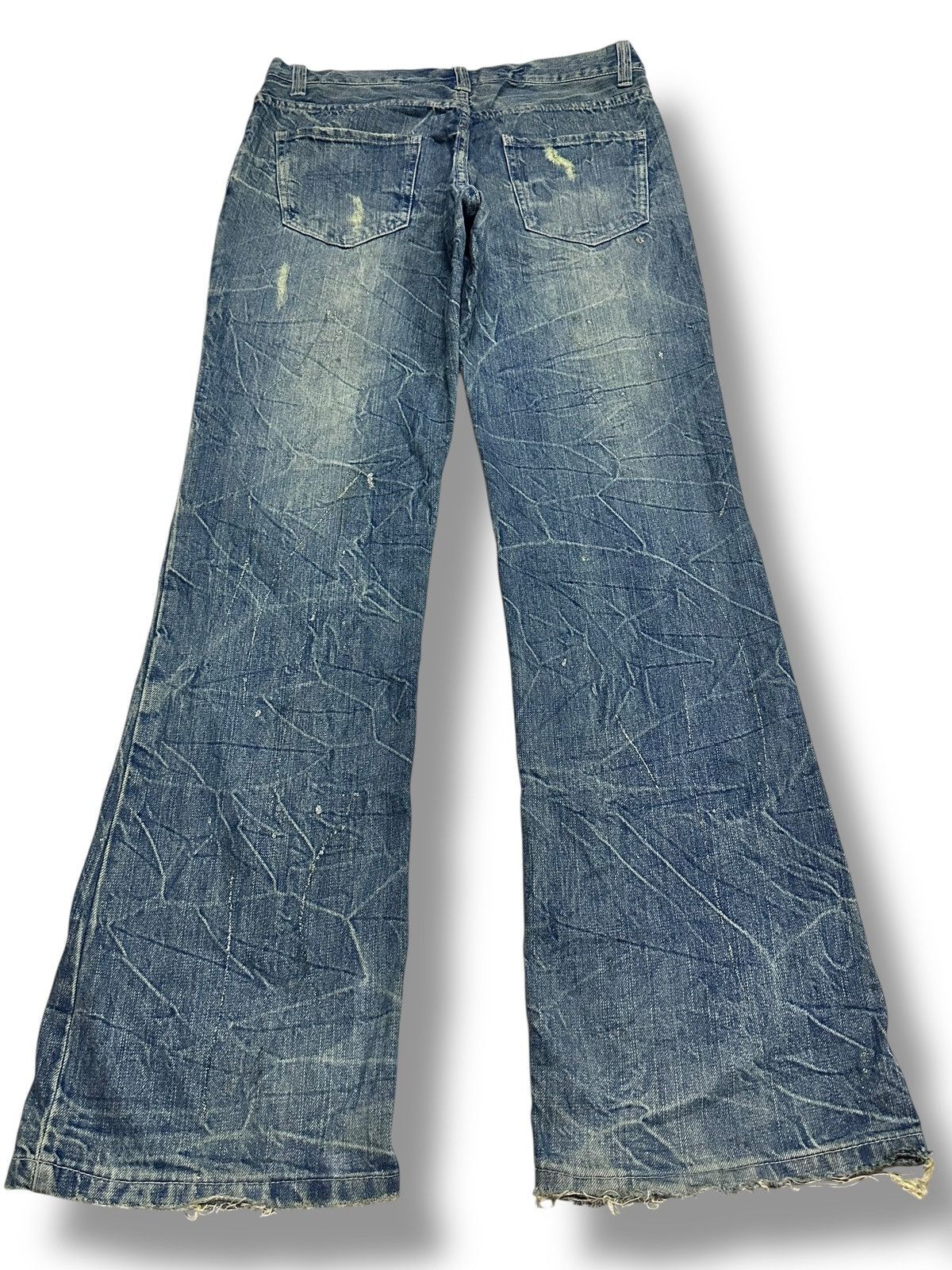 Japanese Brand Nylaus Vintage Distressed With Baggy Wideleg & Thunder Wash Size US 33 - 2 Thumbnail