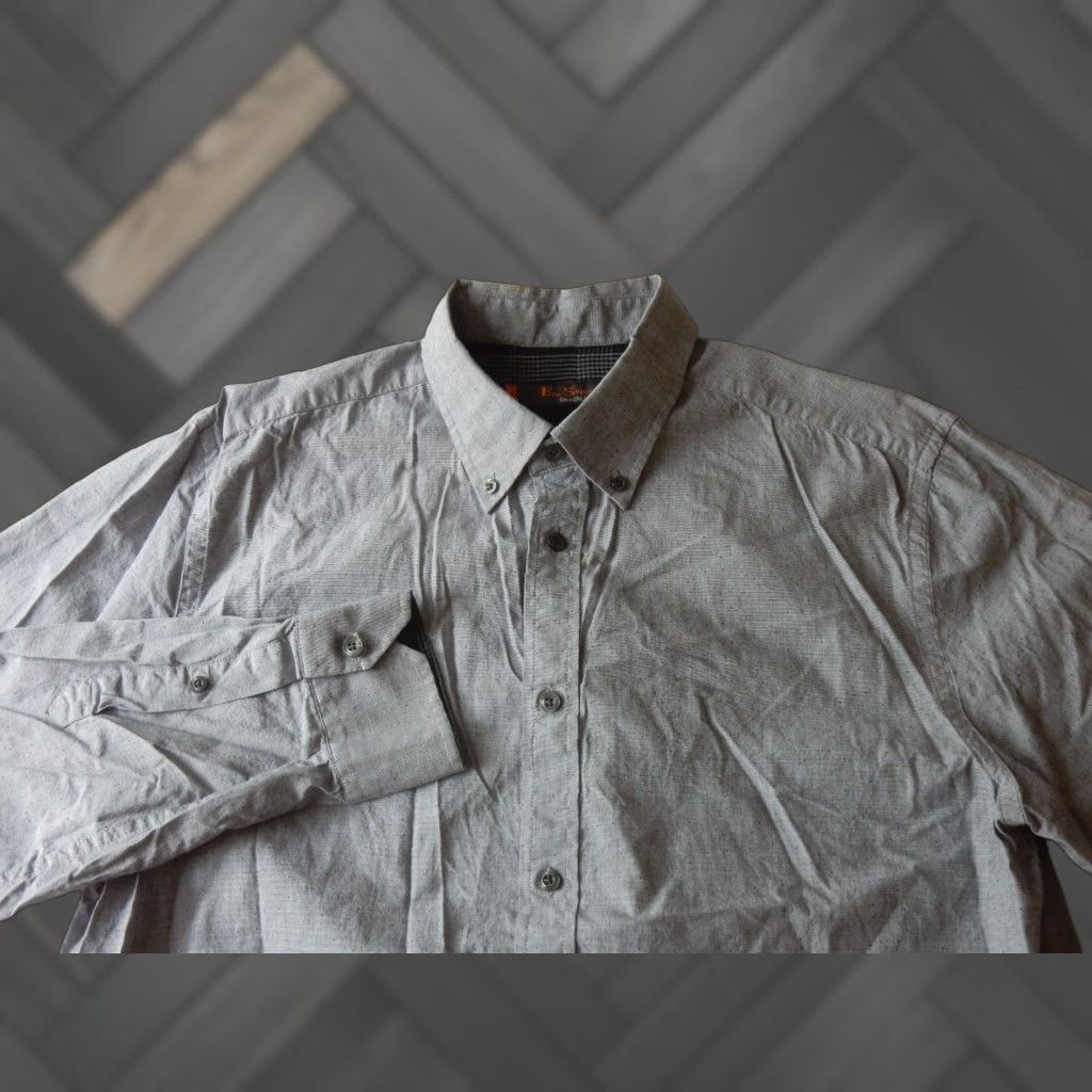 Ben Sherman Ben Sherman Men's Long Sleeve Button Front Shirt Size L Gray Polka Dot Shirt Mens Size US S / EU 44-46 / 1 - 1 Thumbnail
