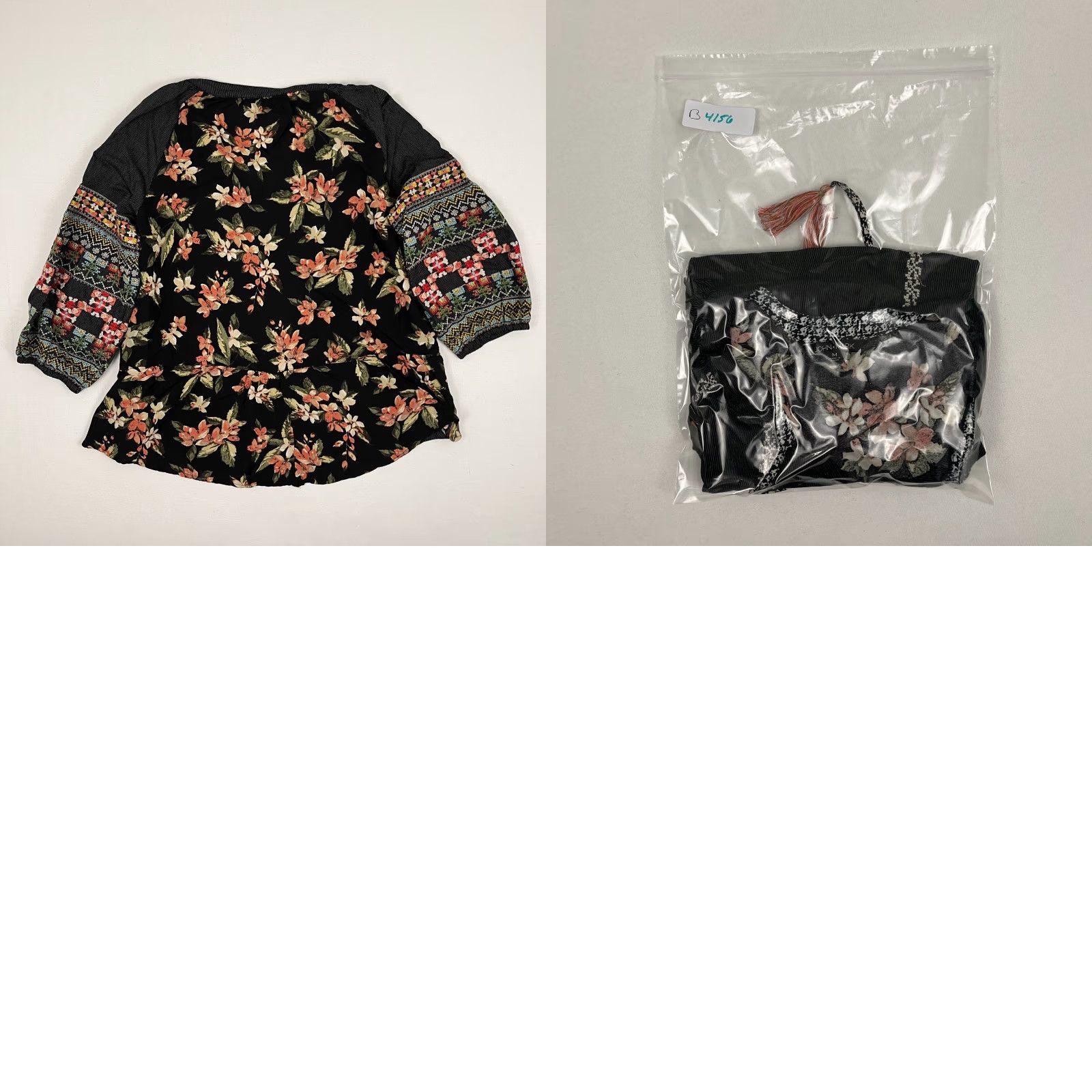 Vintage John Mark Blouse Womens Medium Floral Embroidered Tassels Grunge Boho Dark Moody Shirt Tee Tunic Size M / US 6-8 / IT 42-44 - 8 Thumbnail
