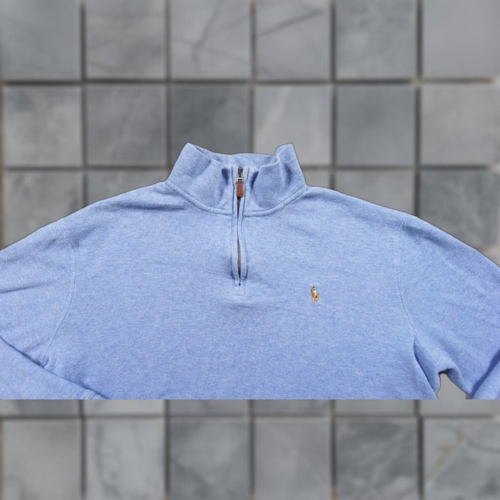Polo Ralph Lauren Polo Ralph Lauren Sweater Mens Medium Blue 1/4 Zip Pullover Estate Rib Preppy Size US M / EU 48-50 / 2 - 1 Thumbnail