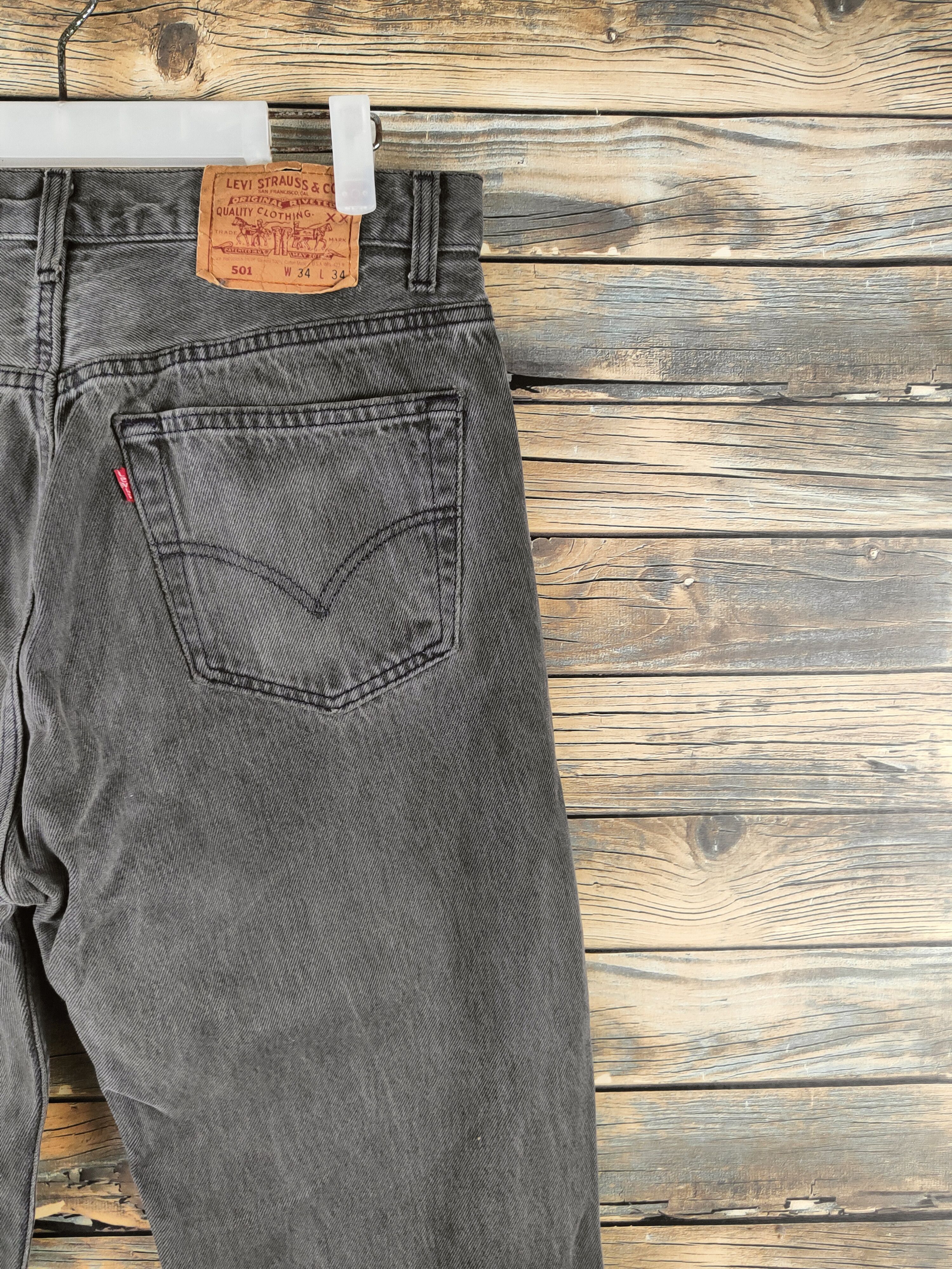 Levi's 501 Levi's Black Distressed Ripped Jeans #S2820 Size US 33 - 11 Thumbnail