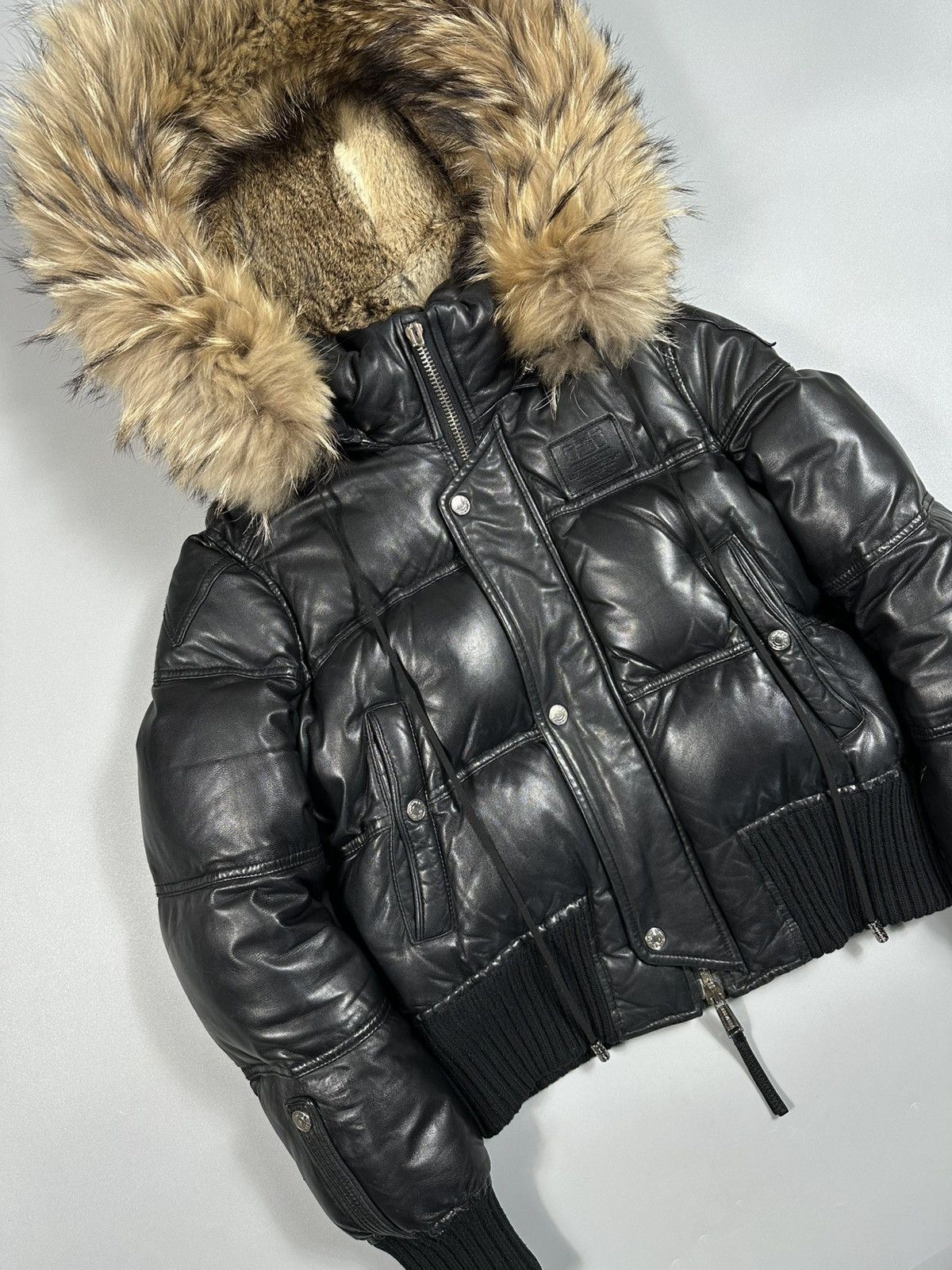 Dsquared2 F/W2008 Dsquared2 Leather Hooded Fur Bomber Down Jacket Size M / US 6-8 / IT 42-44 - 3 Thumbnail