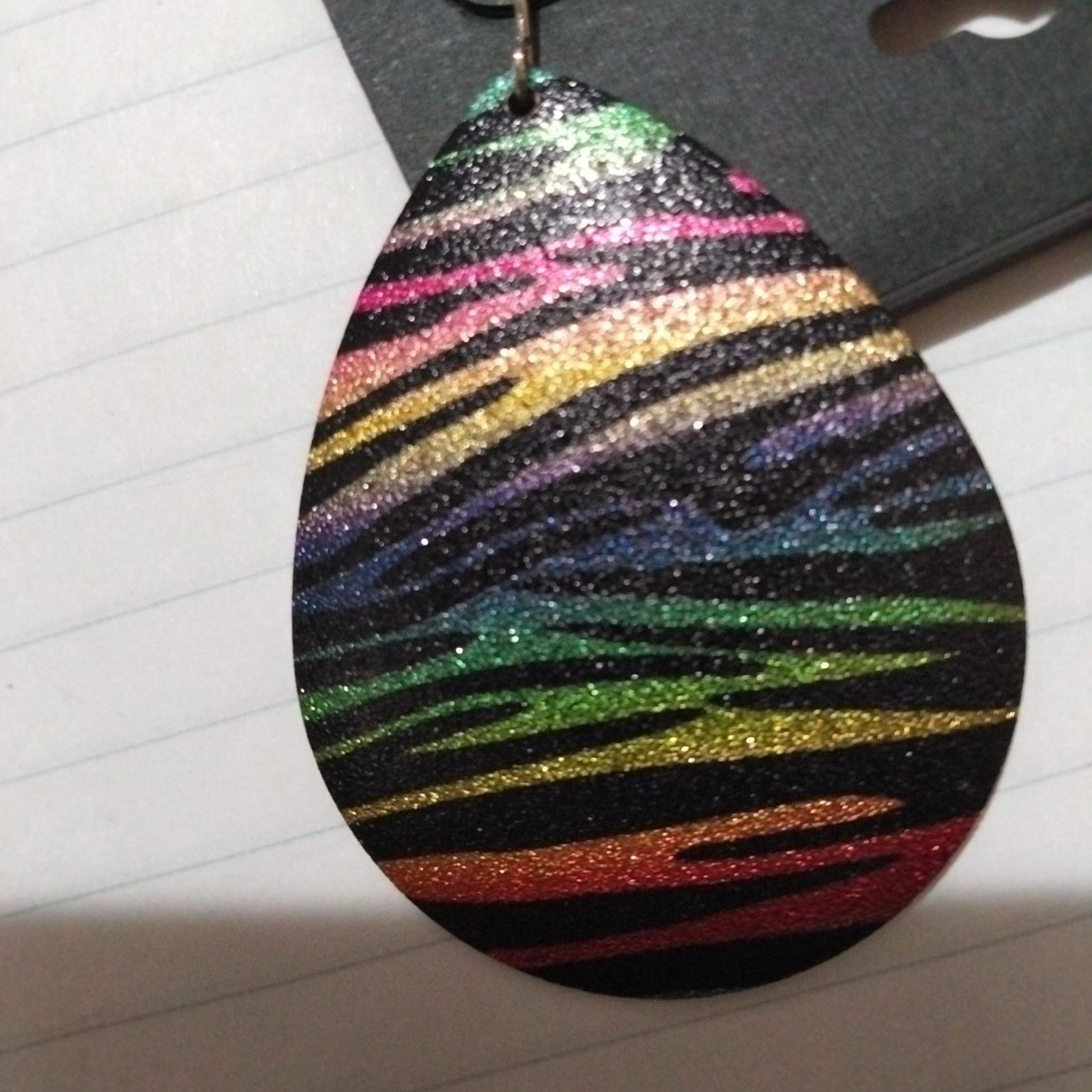 Other Zebra Print Multi-Color Metal Earrings 2 Inch Long Size ONE SIZE - 3 Thumbnail