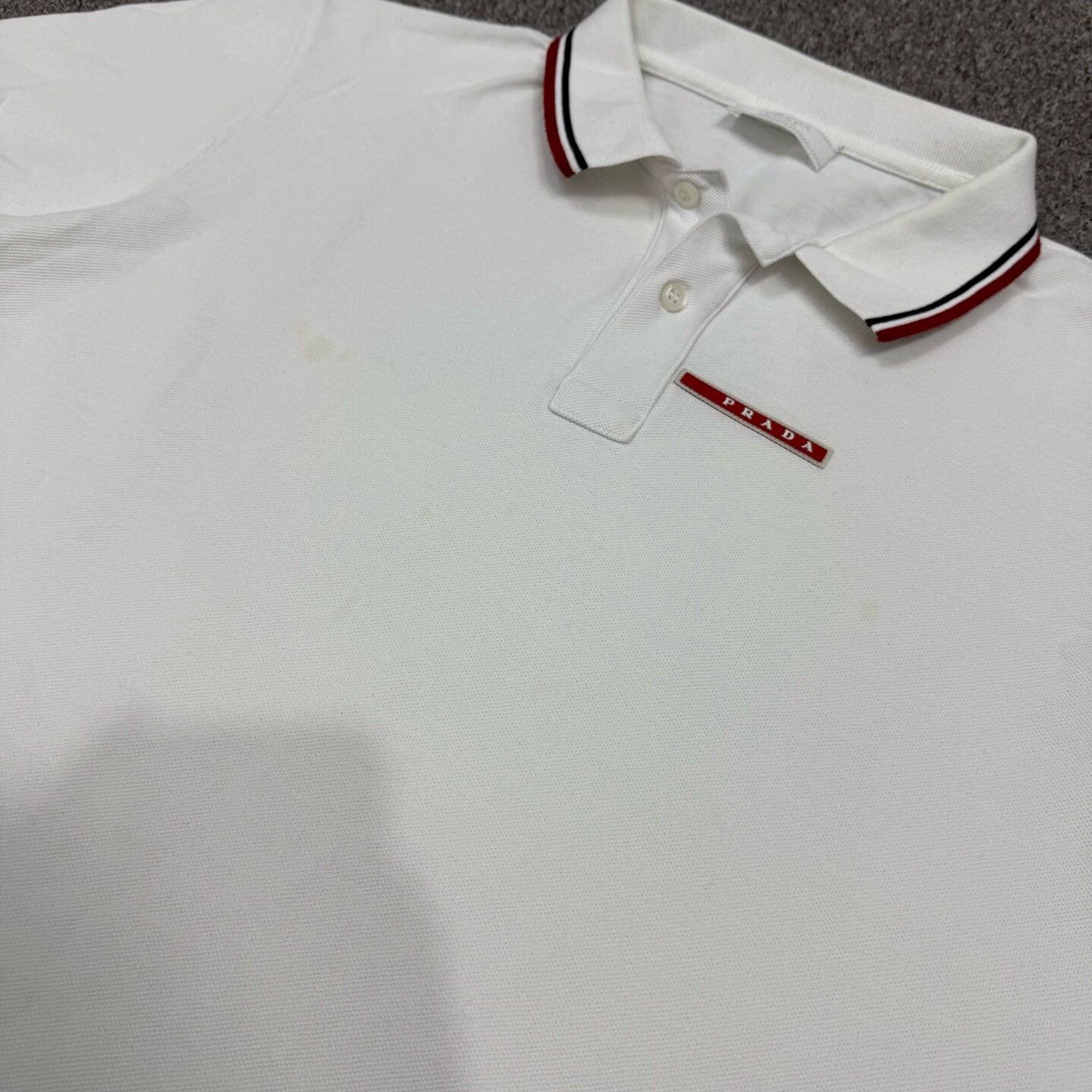 Prada Prada White Logo Short-Sleeve Polo Shirt XXL Mint Size XXL / US 16-18 / IT 52-54 - 3 Thumbnail