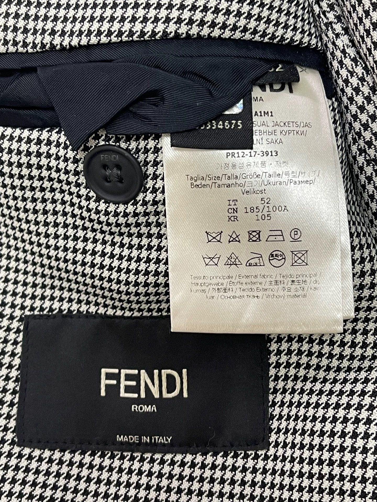 Fendi Fendi Houndstooth Regular Fit Runway Suit Men's 52 Size US L / EU 52-54 / 3 - 4 Thumbnail