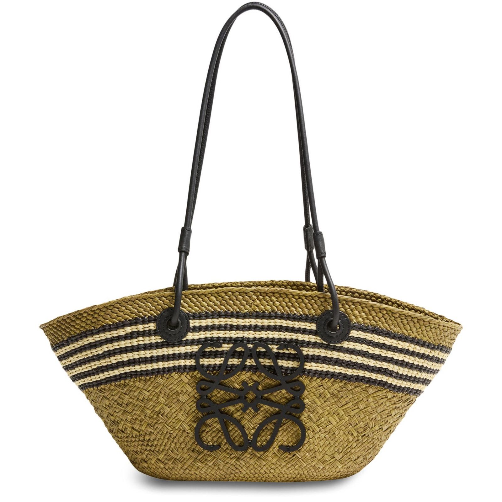 Loewe LOEWE Dark Khaki/Black Medium Raffia Tote Bag New & Authenti Size ONE SIZE - 1 Thumbnail