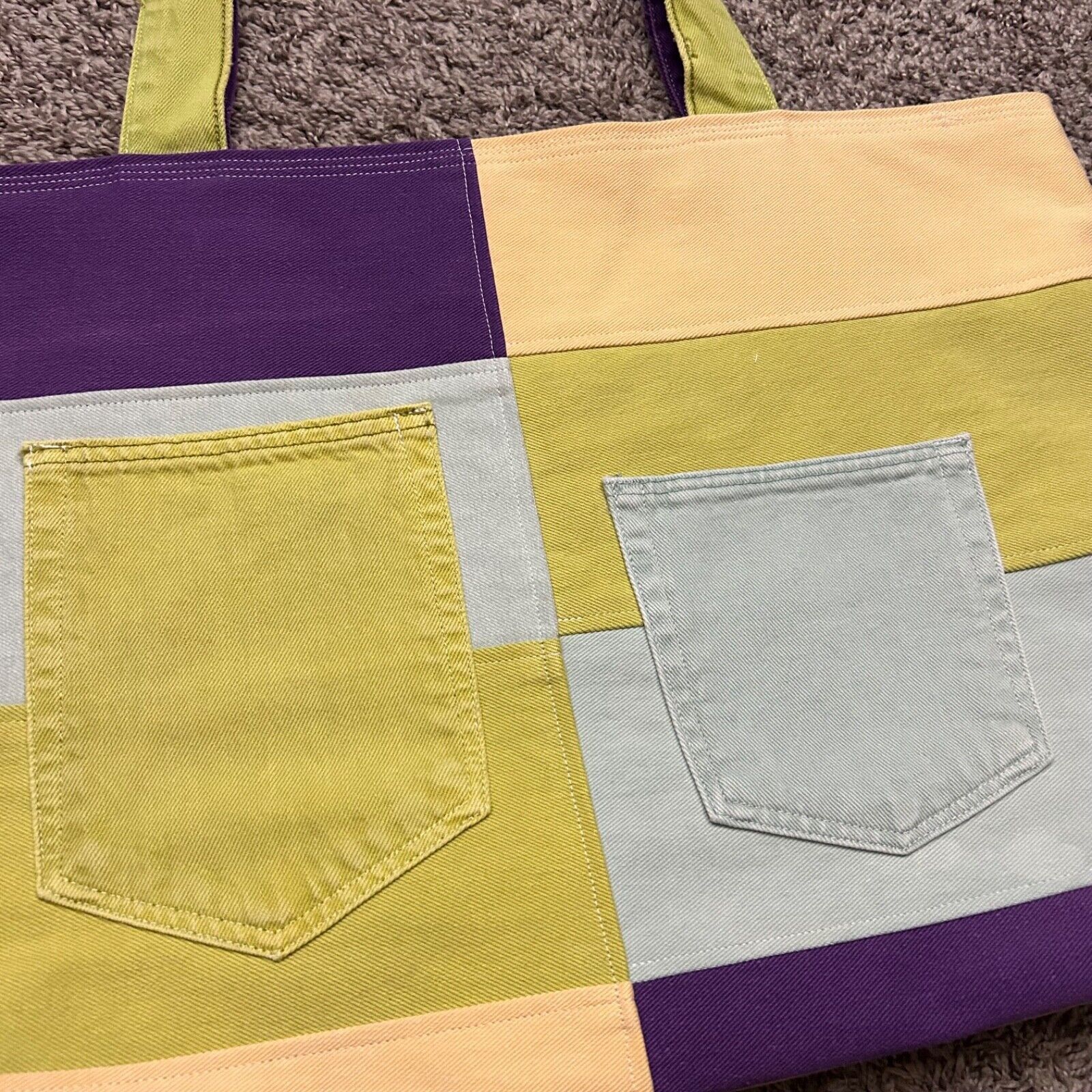 Handmade × Vintage Handmade Patchwork Denim Bag Oversized Tote Shoulder Bag Size ONE SIZE - 2 Thumbnail