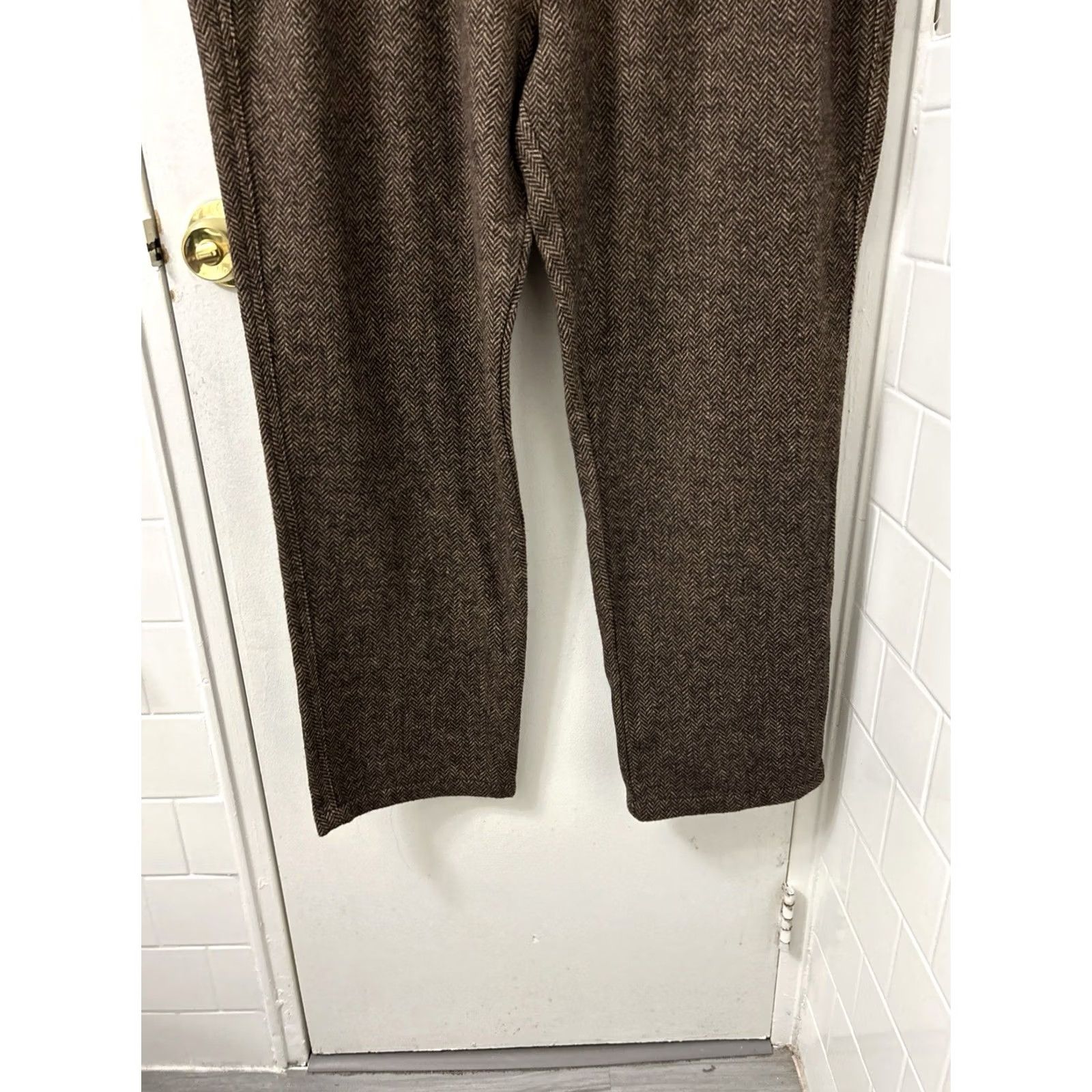 The Territory Ahead The Territory Ahead Pants Mens 40x30 Brown Herringbone Wool Blend YKK T1804 Size US 40 / EU 56 - 3 Thumbnail