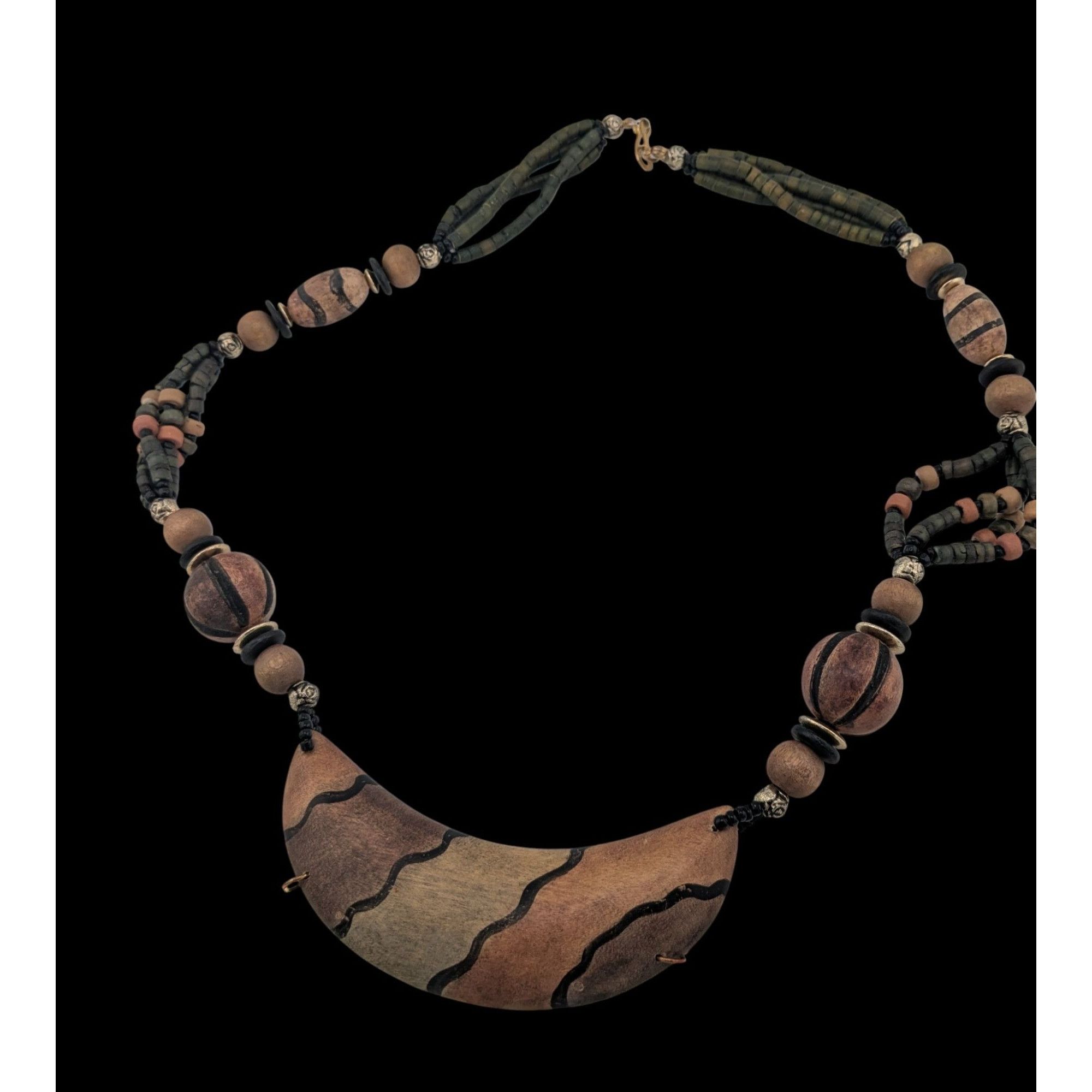 Other Vintage Tribal Hand Painted Wooden Beaded Necklace Size ONE SIZE - 1 Thumbnail