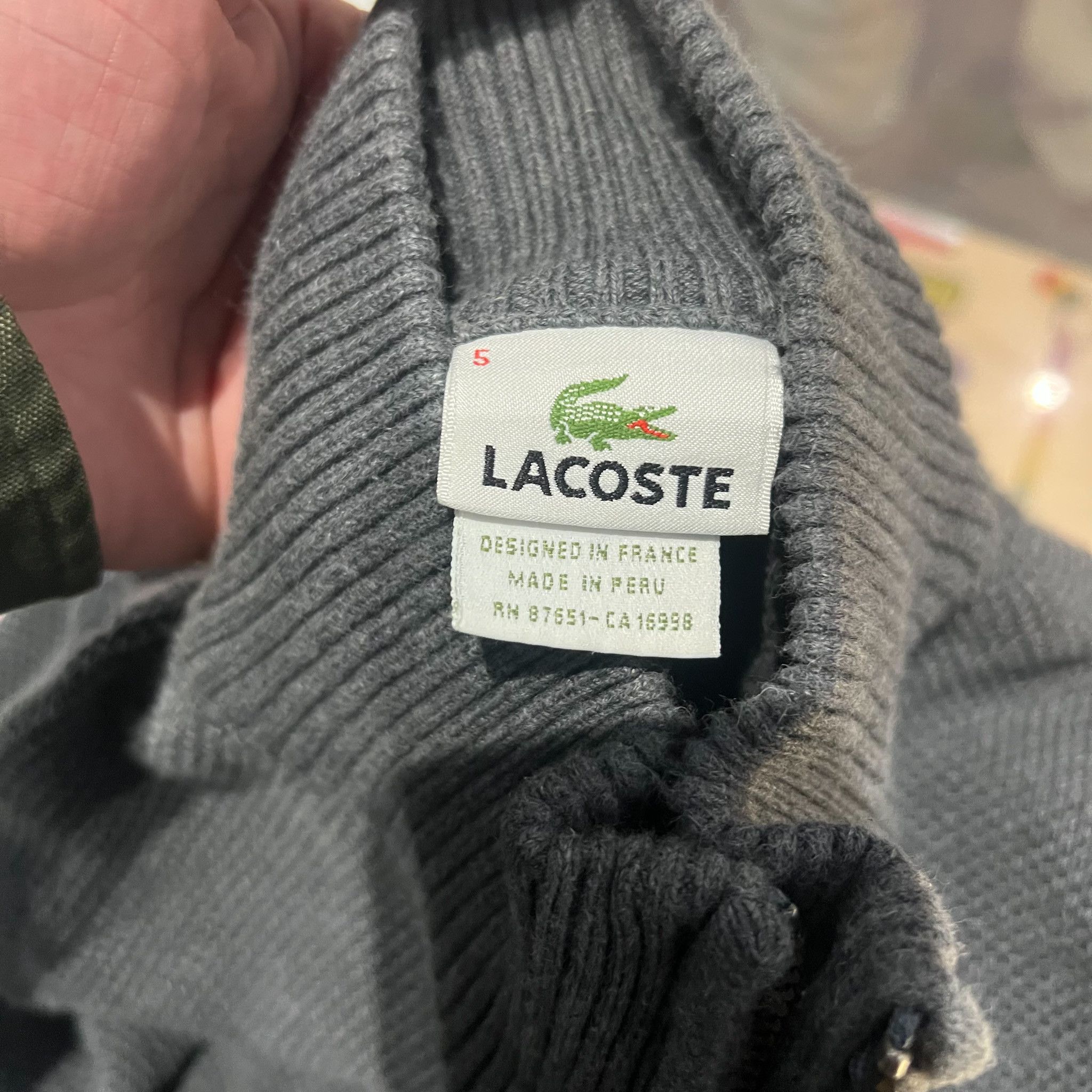 Lacoste Lacoste Knit Quarter Zip Grey • Size 5 (large) Size US L / EU 52-54 / 3 - 3 Thumbnail