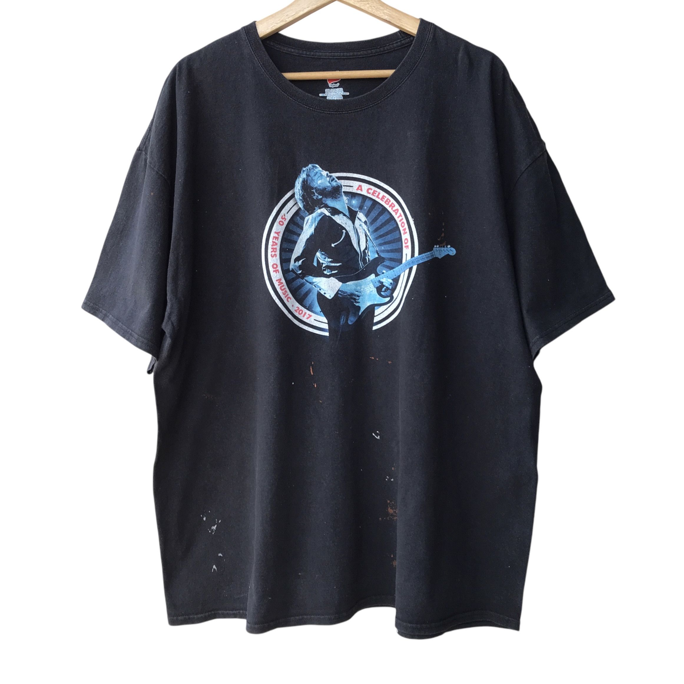 Band Tees × Hanes Eric Clapton 2017 Tour Paint Splatter Distressed Hanes Tee Size US XXL / EU 58 / 5 - 1 Thumbnail