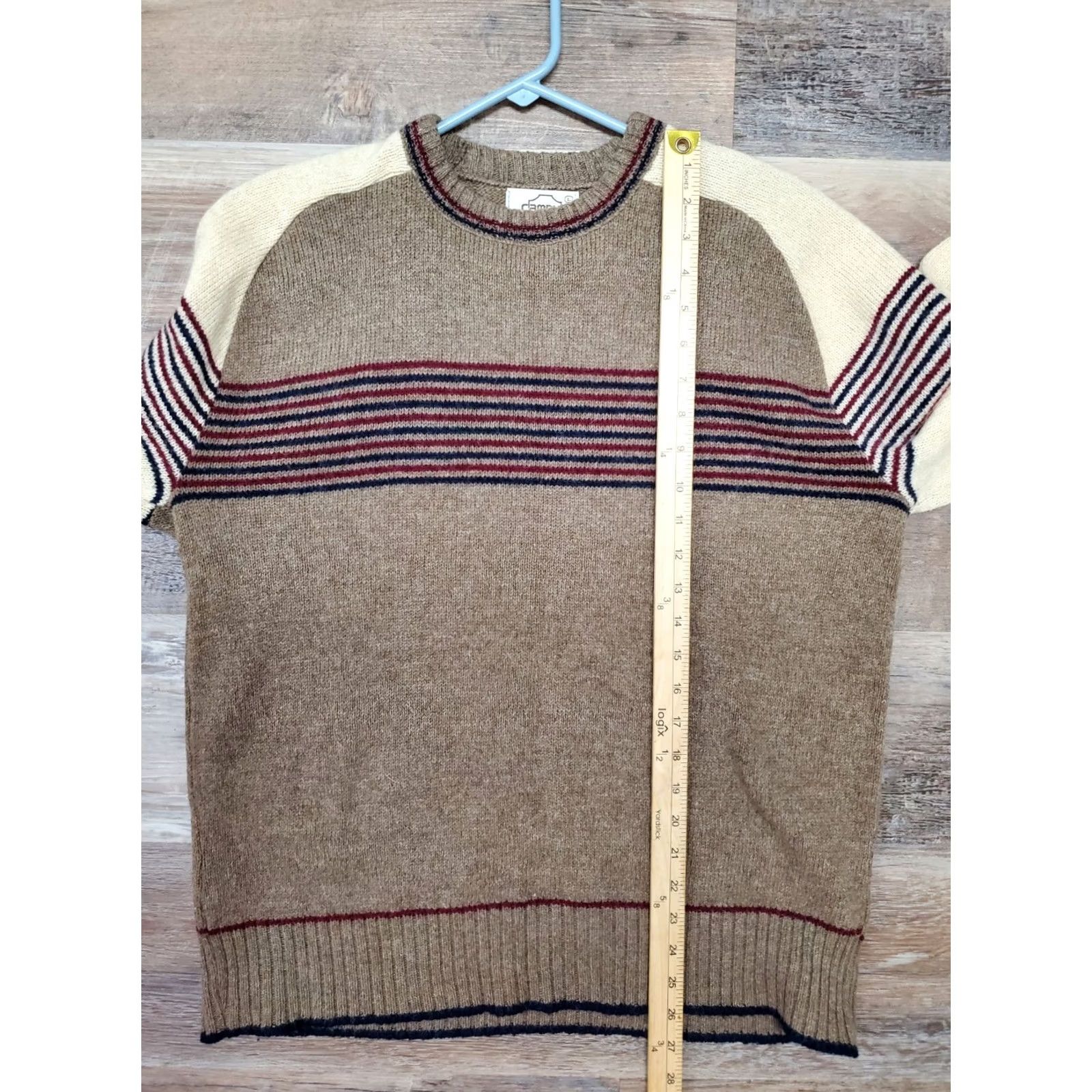 Vintage VINTAGE Campus Sweater Men L Brown Striped Pullover Crew Neck Knit Wool Polyester USA USA Theme Size US L / EU 52-54 / 3 - 6 Thumbnail