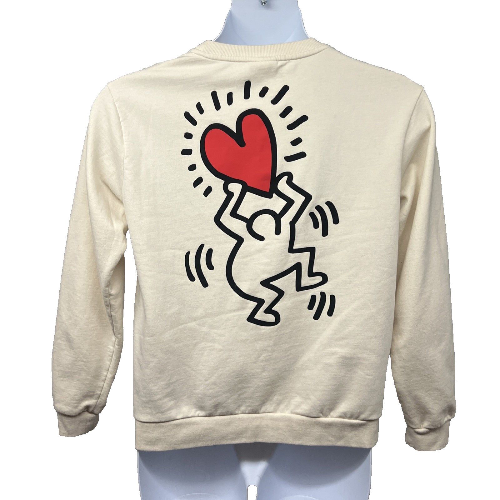 Keith Haring Keith Haring Dancing Heart Beige Graphic Sweatshirt Large Size L / US 10 / IT 46 - 1 Thumbnail