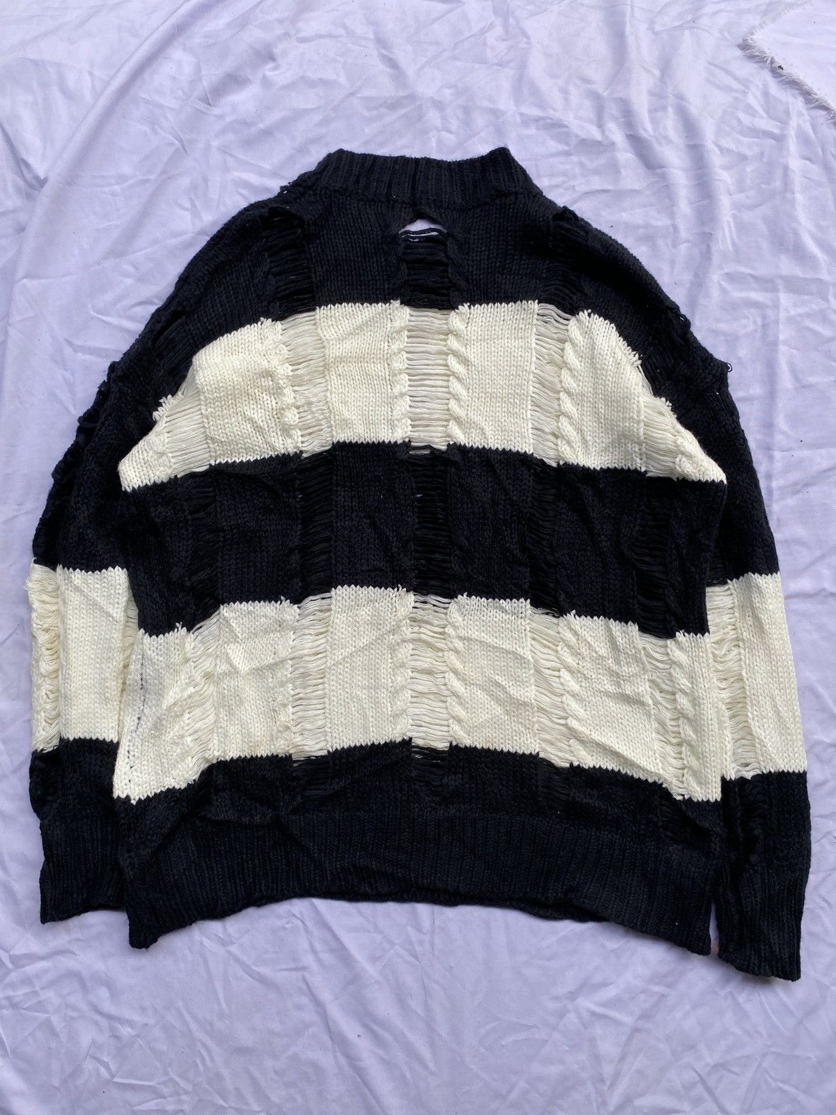 14th Addiction × Japanese Brand × KMRii “SAMPLE” Distressed Knitted Punk Sweater Size US M / EU 48-50 / 2 - 2 Thumbnail