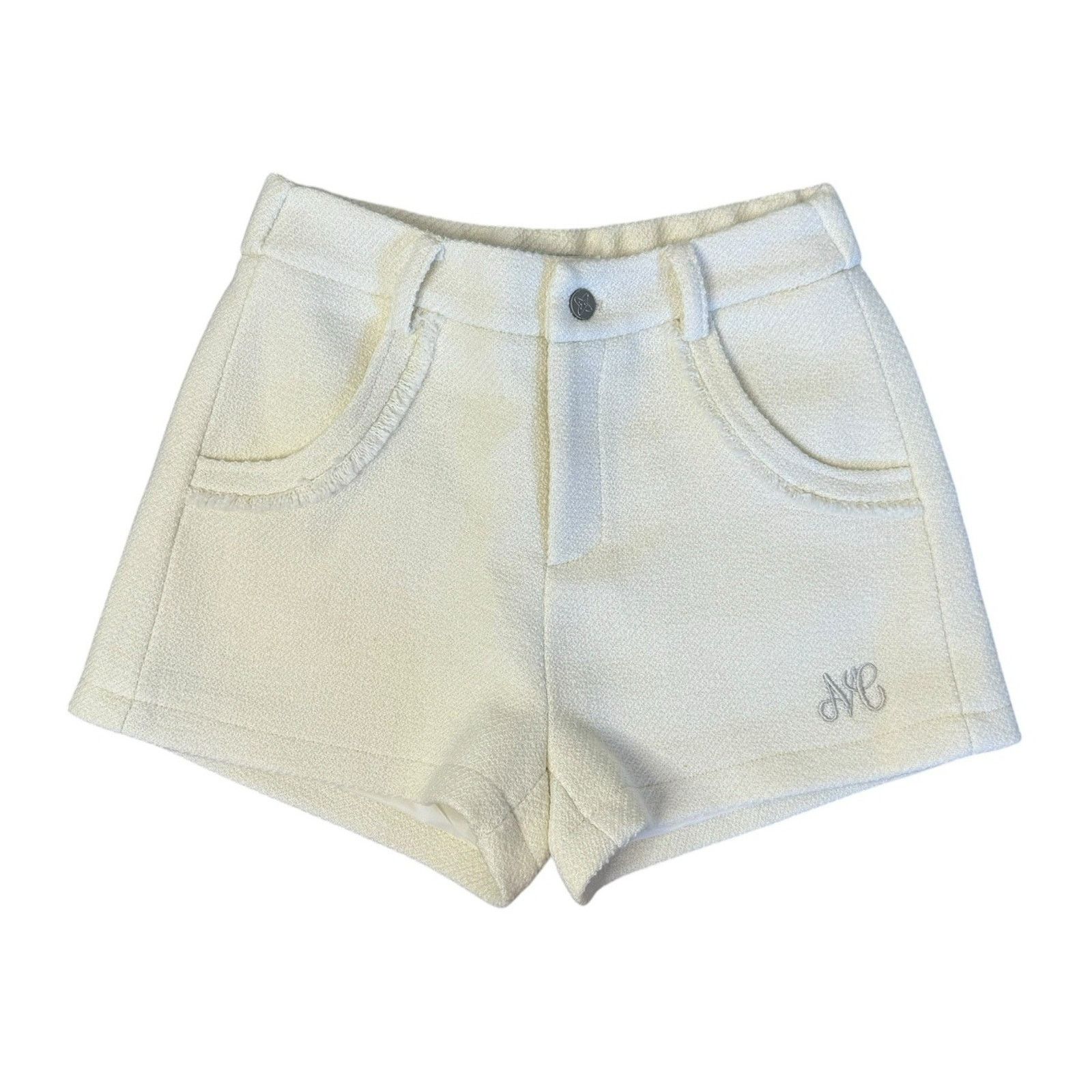 Other MACYMCCOY Ivory Studded Textured Cropped Jacket Shorts Set Size 26" / US 2 / IT 38 - 6 Thumbnail