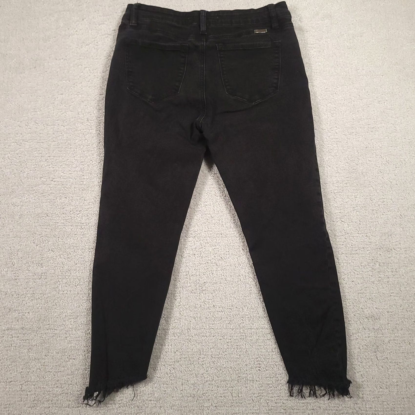Vintage VINTAGE? No. Kancan Jeans Womens Juniors 11/29 Black Skinny Distressed Fringe Hem Ankle Jeans Size 32" / US 10 / IT 46 - 7 Thumbnail