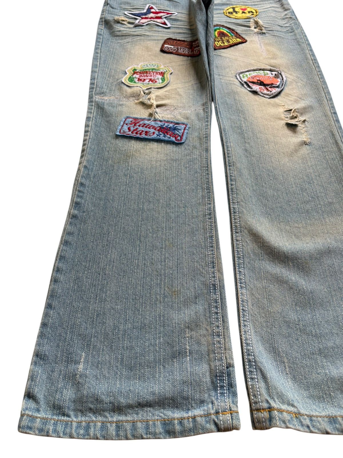 Japanese Brand Vintage Japanese Brand Mud Wash Patch Distress Loose Jeans Size US 34 / EU 50 - 6 Thumbnail