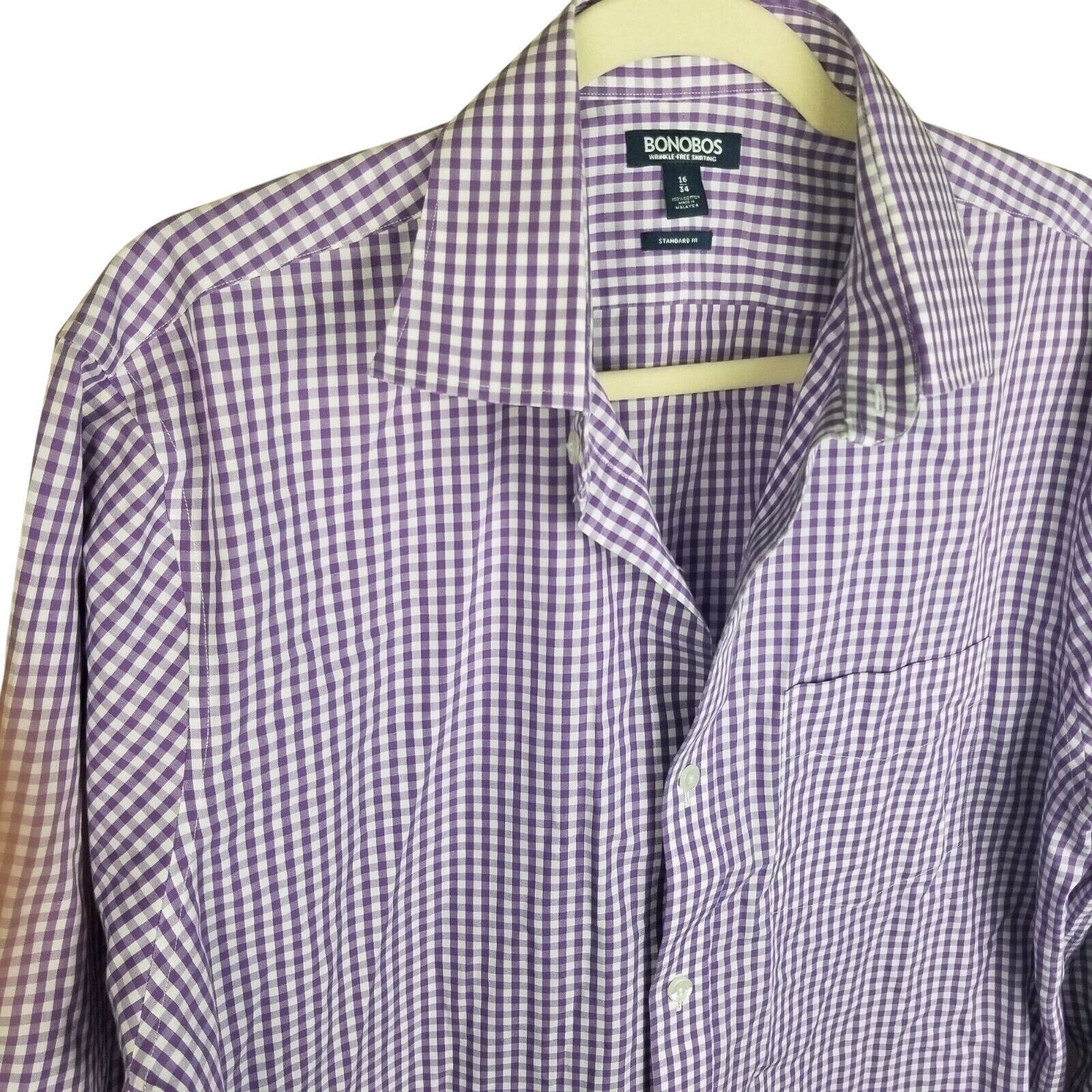 Bonobos Bonobos Mens Wrinkle-Free Gingham Dress Shirt Sz 34 Career Size US M / EU 48-50 / 2 - 2 Thumbnail