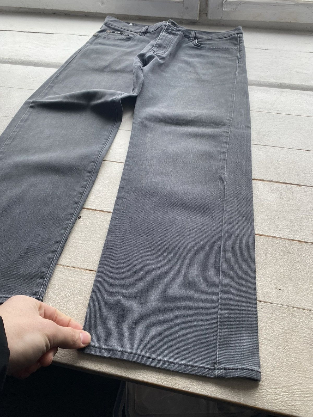 Hugo Boss 00s Luxury Hugo Boss Grey Stretch Denim Jeans Straight Fit Size US 38 / EU 54 - 3 Thumbnail