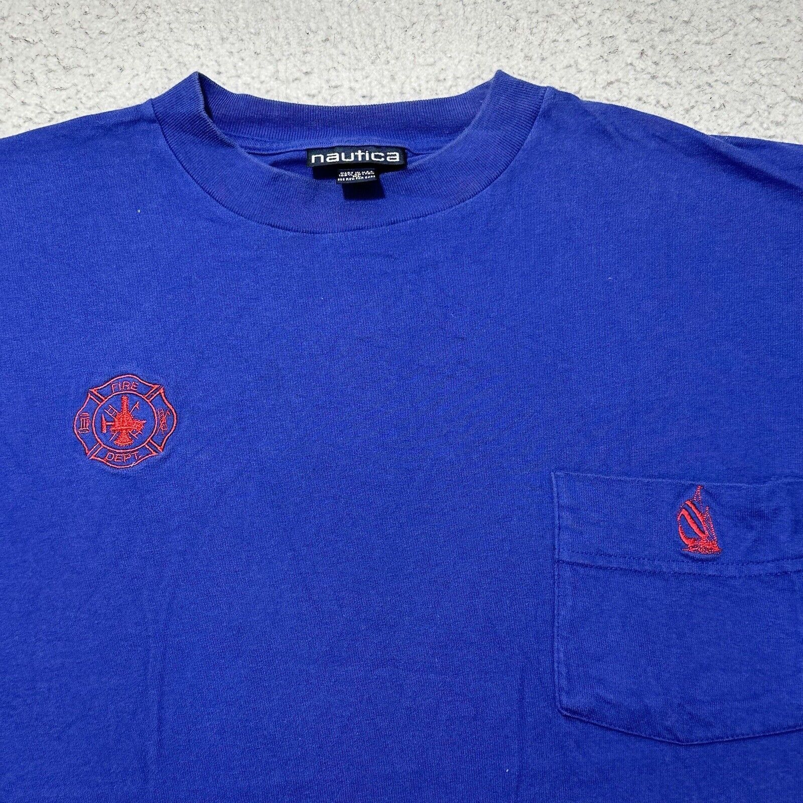 Nautica Vintage Nautica XL Crewneck Tee Fire Department Made in USA Size US XL / EU 56 / 4 - 2 Thumbnail