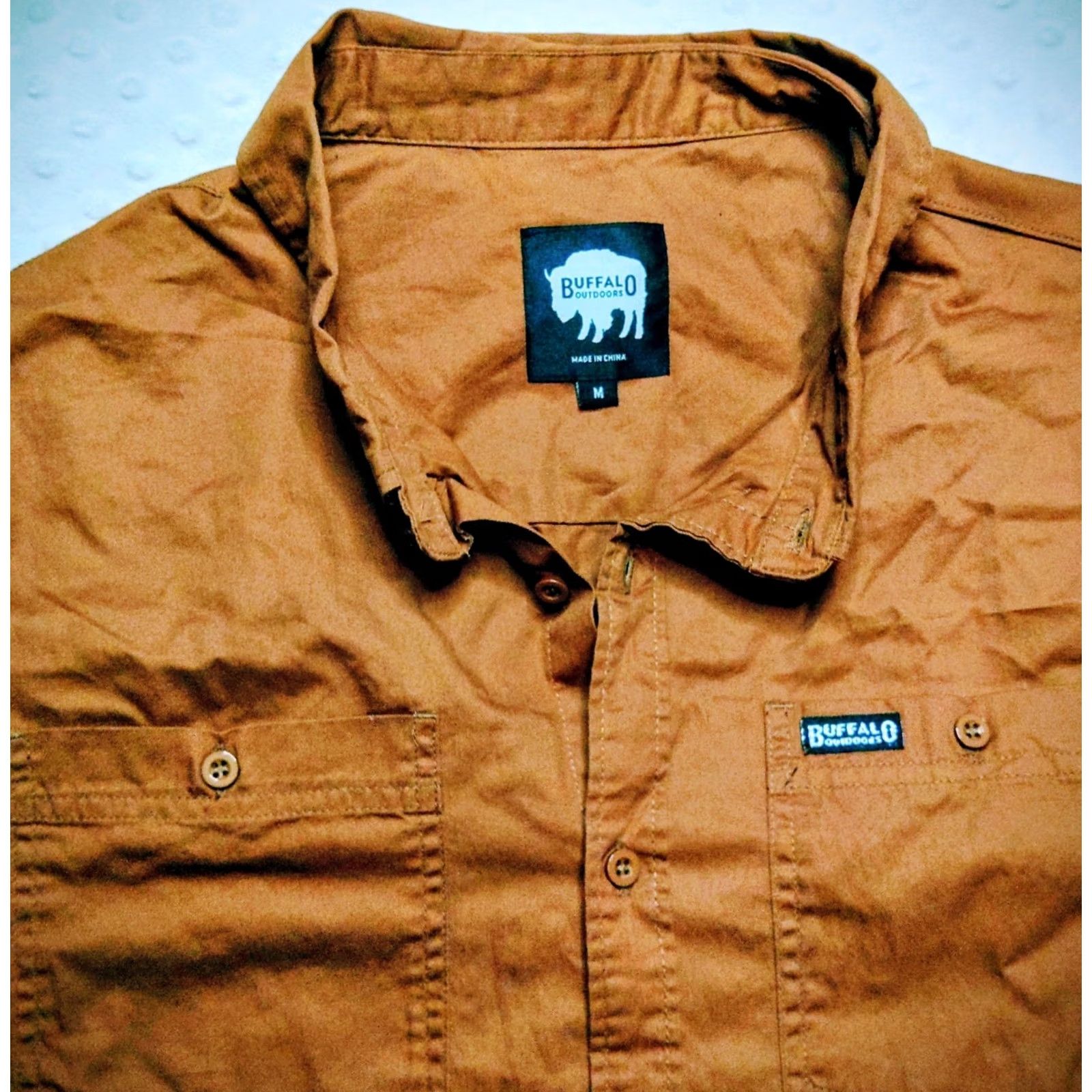 Vintage Buffalo Outdoors Workwear Button-Down Camp Shirt M Orange Brown Solid Short Sleeve Collared Mens Size US M / EU 48-50 / 2 - 3 Thumbnail